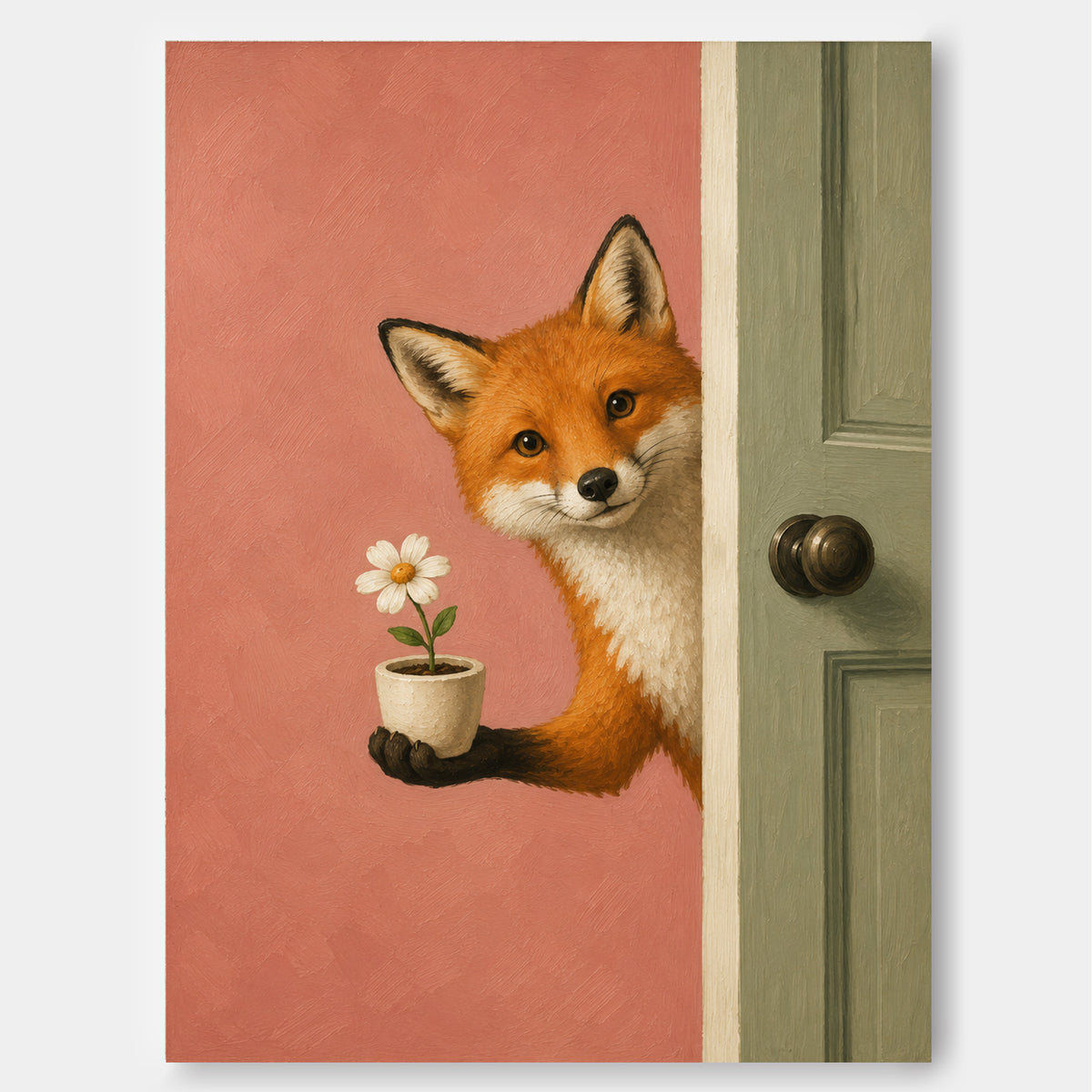 Modern Anthropomorphic Animal Painting Healing Storytelling Canvas Art