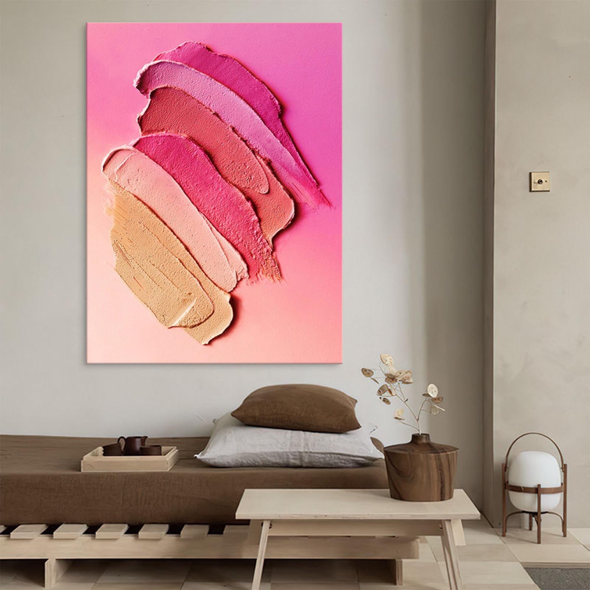 Pink Minimalist Wall Art Canvas With Frame Oil Painting Large Texture Abstract Oil Painting Home Decor