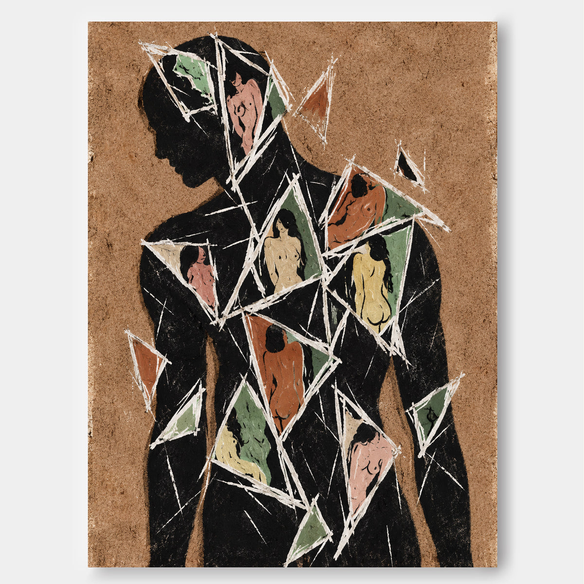 Cubist Style Oil Painting With Textured Earth Tones Original Art