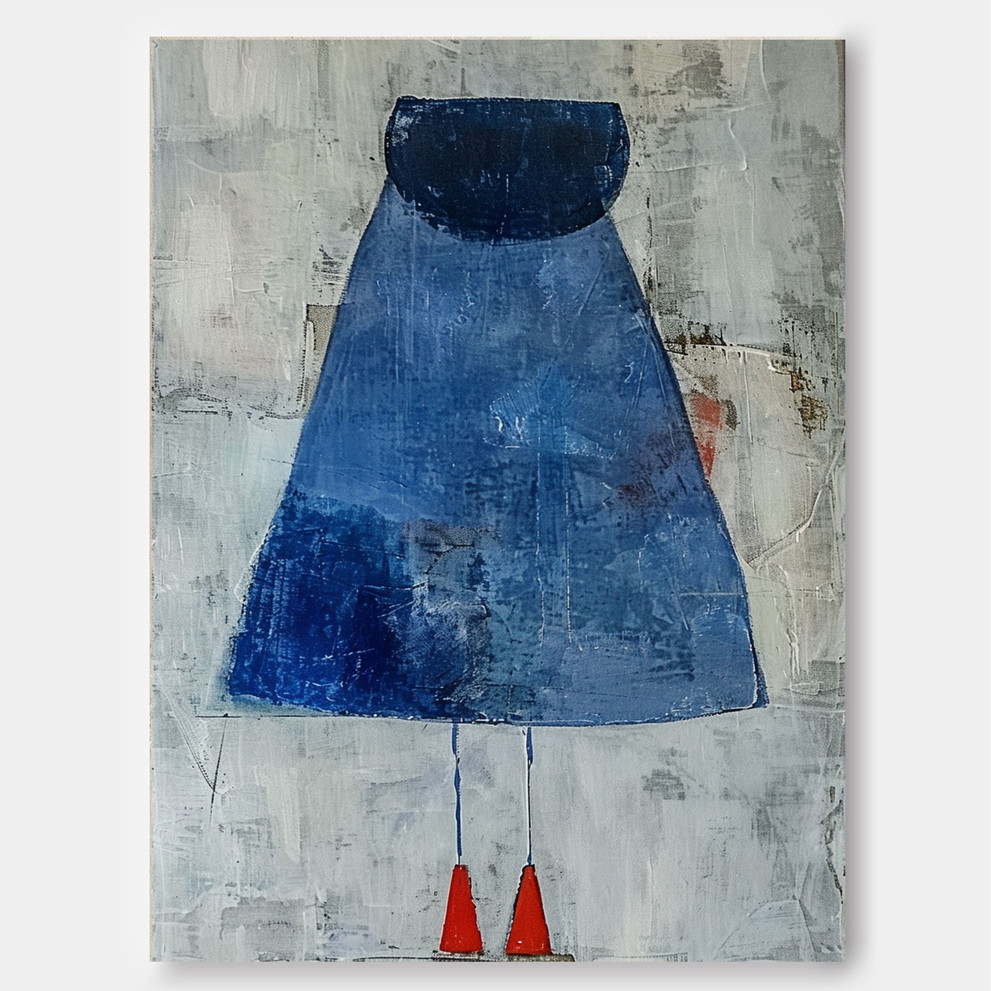 Original Minimalist Artwork Large Vintage Blue Skirt Wall Art Abstract Dark Aesthetic Canvas Oil Painting