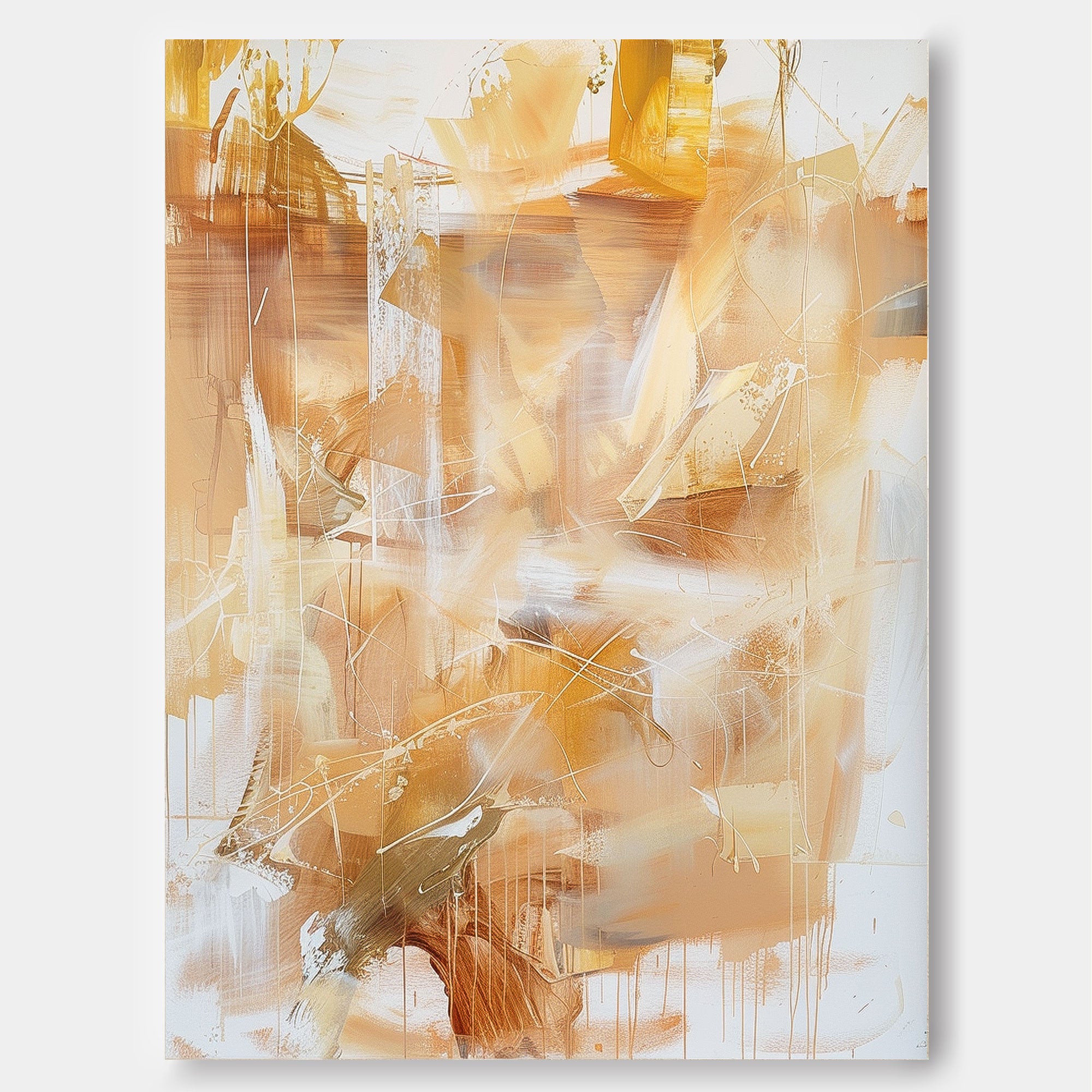 Oversize Modern Acrylic Painting On Canvas Yellow Texture Abstract Oil Painting Original Artwork Home Decor