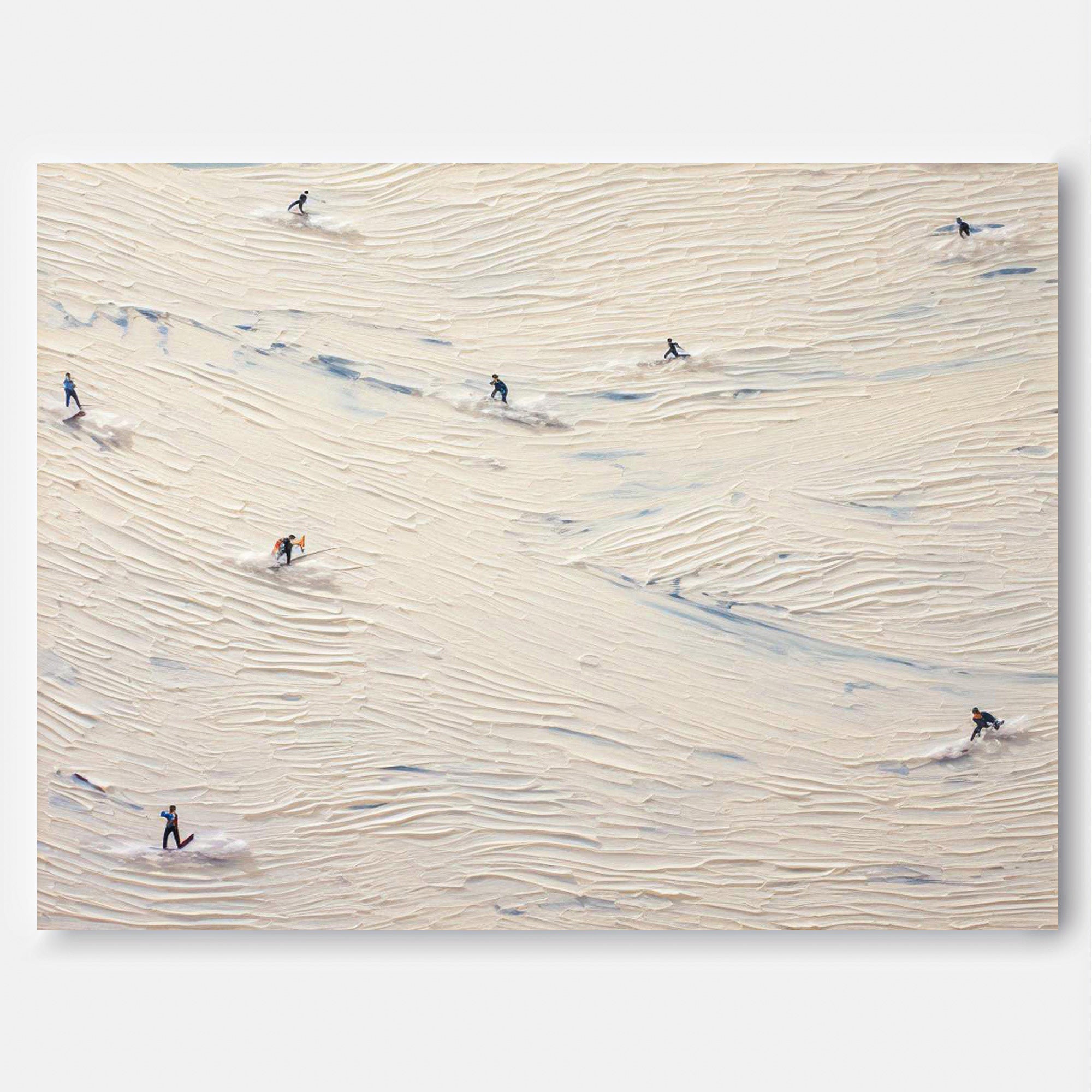 White Modern Acrylic Painting Large Ski Abstract Oil Painting Original Wall Art Home Decoration