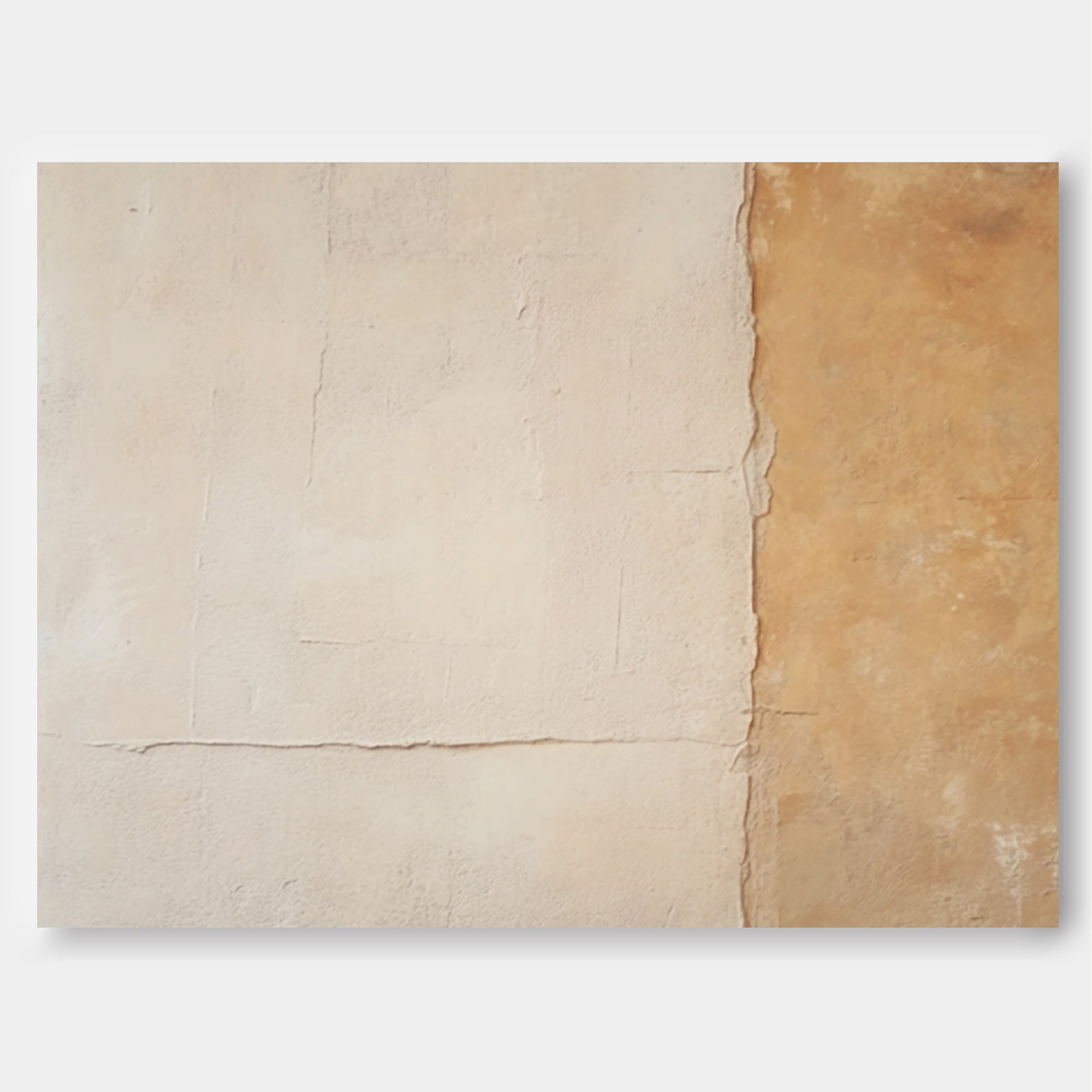 Large Abstract Acrylic Painting Framed Original Wall Art Texture Beige Minimalist Oil Painting Living Room Decor