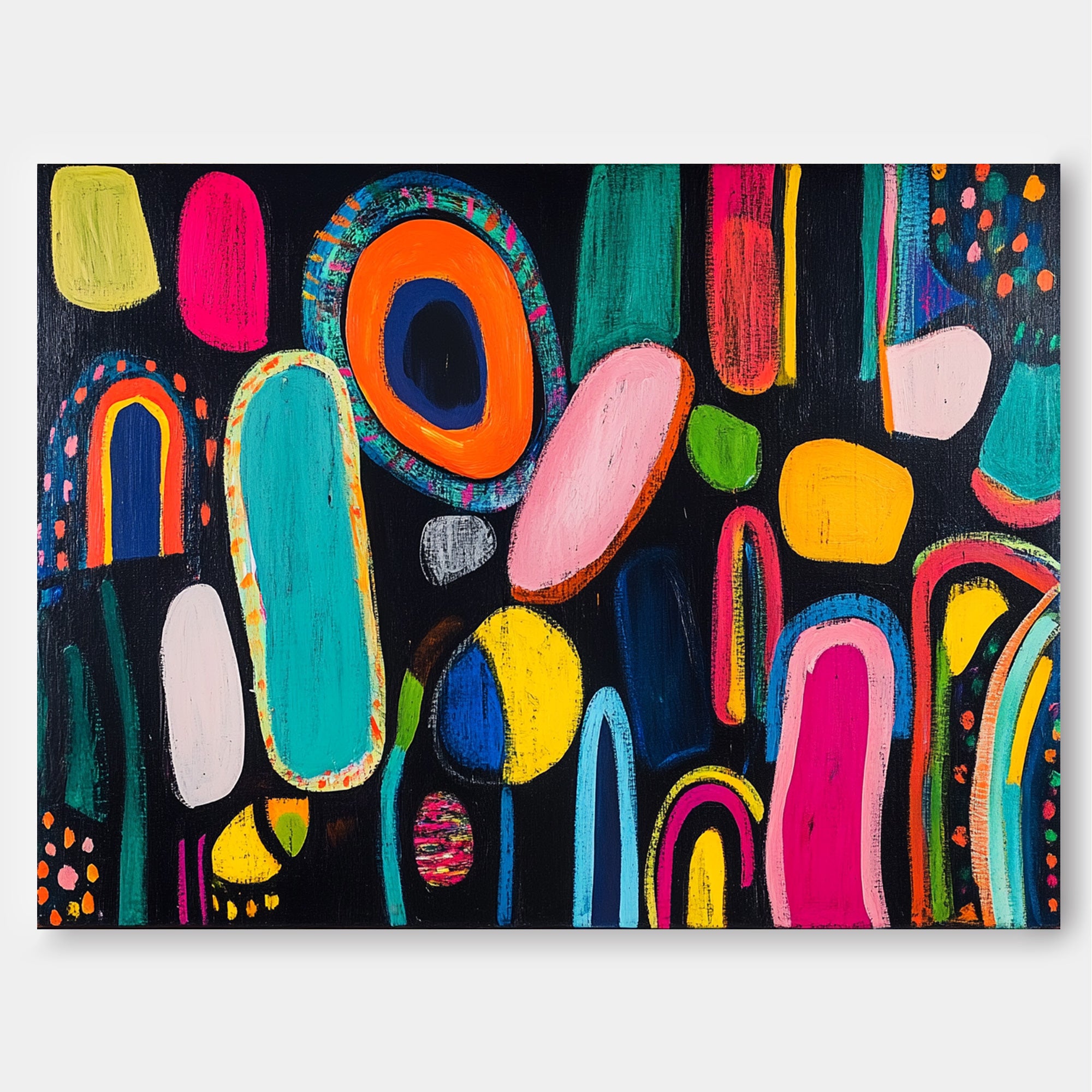 Modern Colorful Artwork Abstract Graffiti Oil Painting Original Irregular Geometric Circles Wall Art