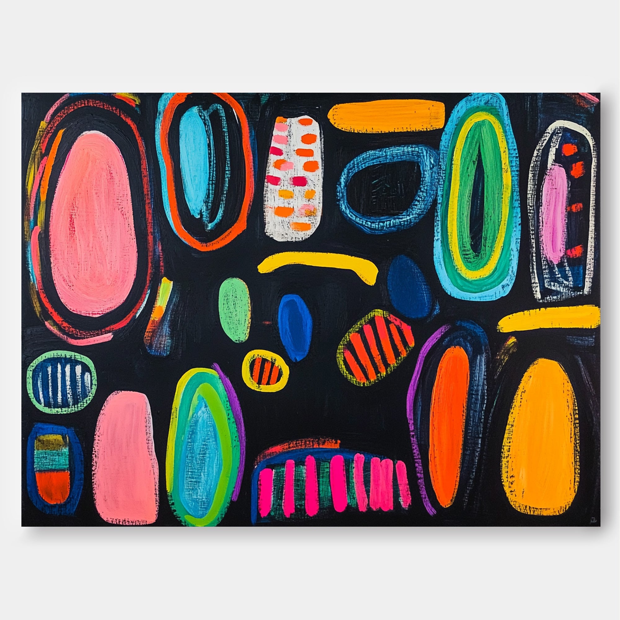 Original Irregular Geometric Circles Wall Art Modern Colorful Artwork Abstract Graffiti Oil Painting