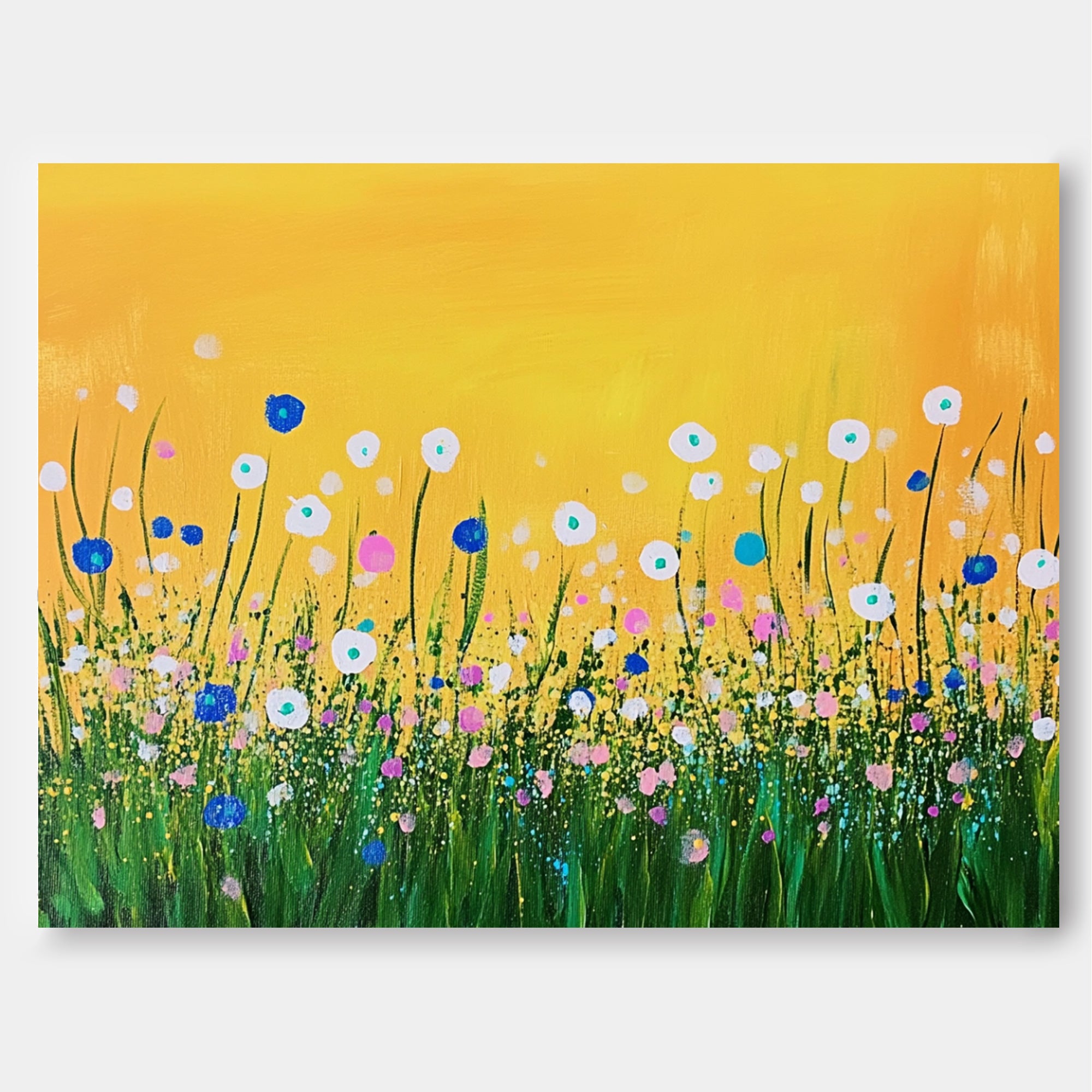 Original Abstract Oil Painting On Canvas Horizontal Flower Bush Beauty Texture Artwork Home Decor Gift