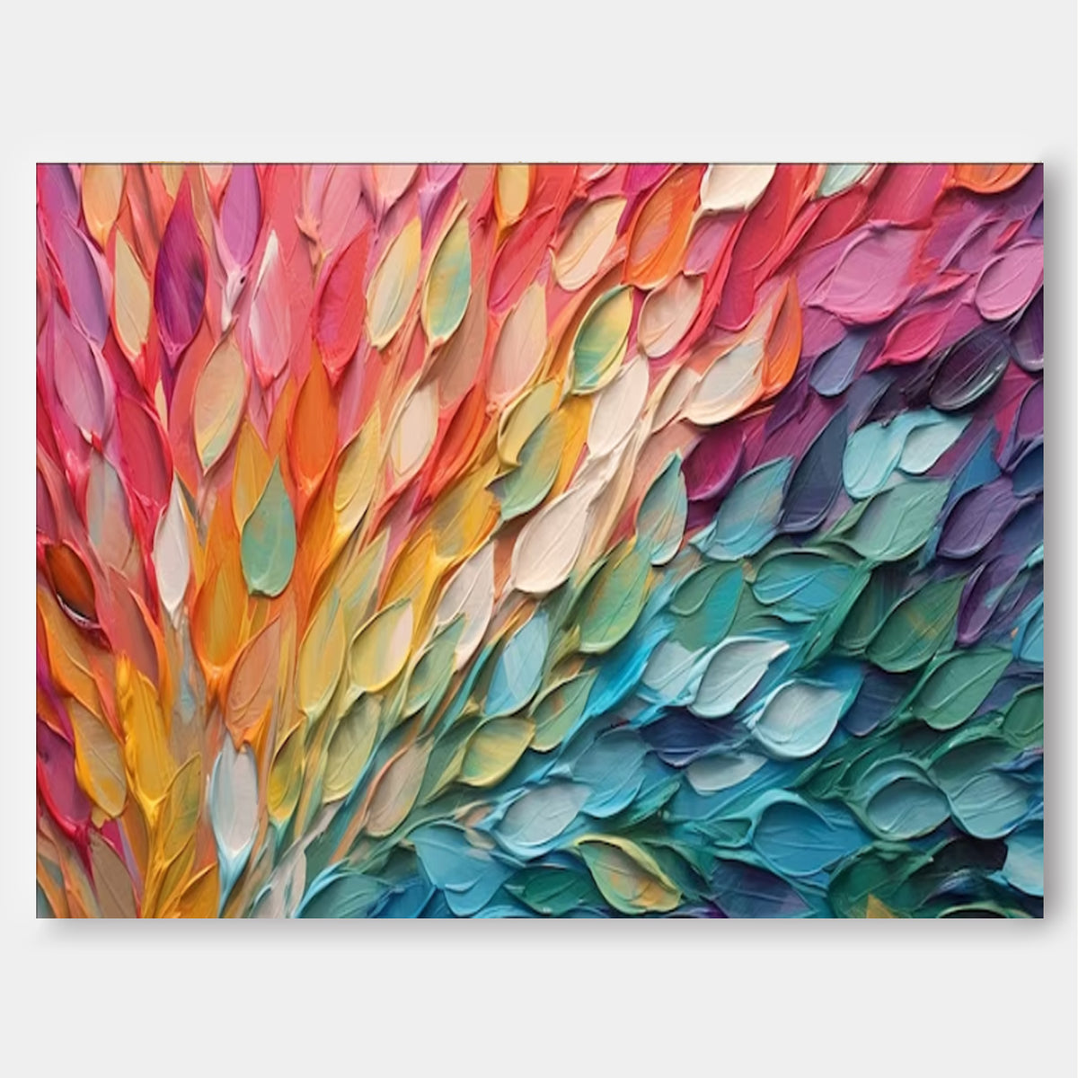 Original Texture Petal Oil Painting On Canvas Large Colorful Acrylic ...