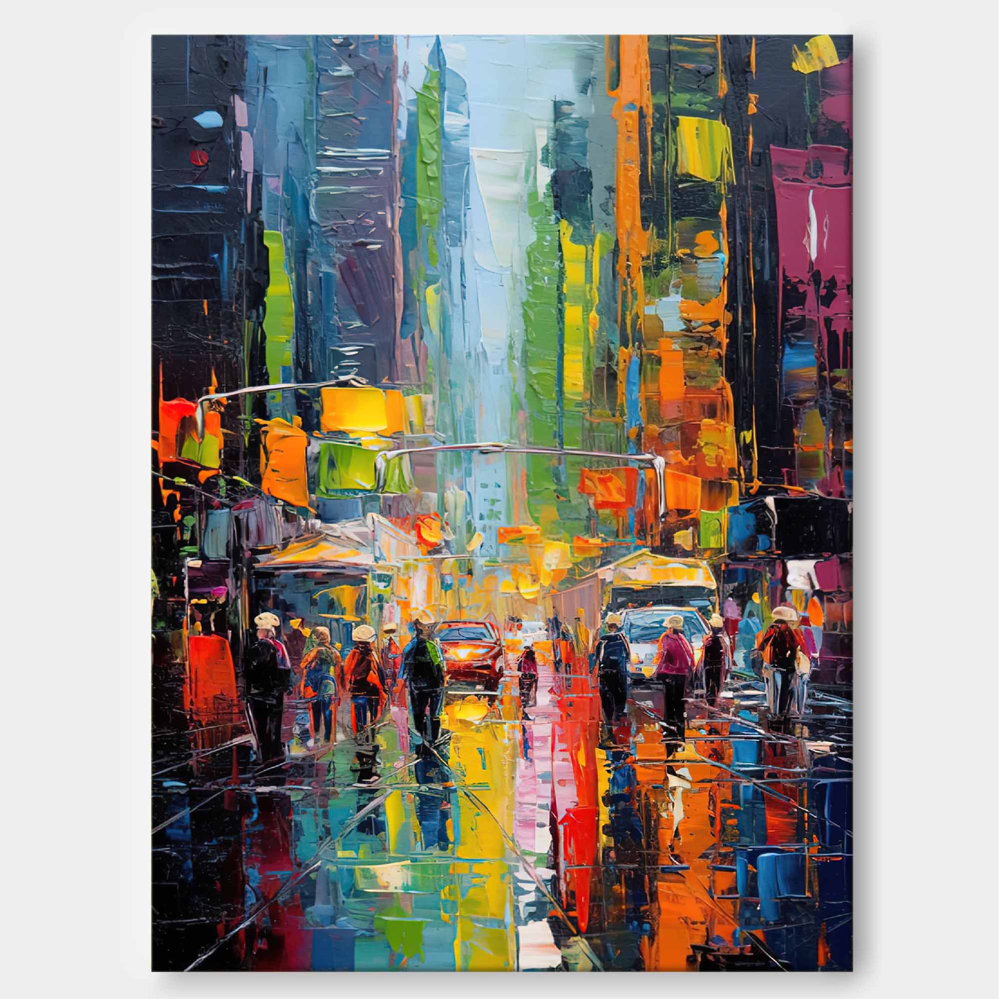 Original Modern Cityscape Oil Painting On Canvas Abstract Urban Scene Art Large Wall Art Home Decor