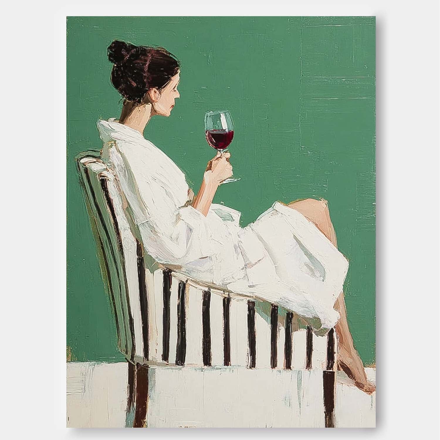 Original Beautiful Woman Wall Art Abstract Lady Wearing A Bathrobe Oil Painting Canvas Figure Artwork