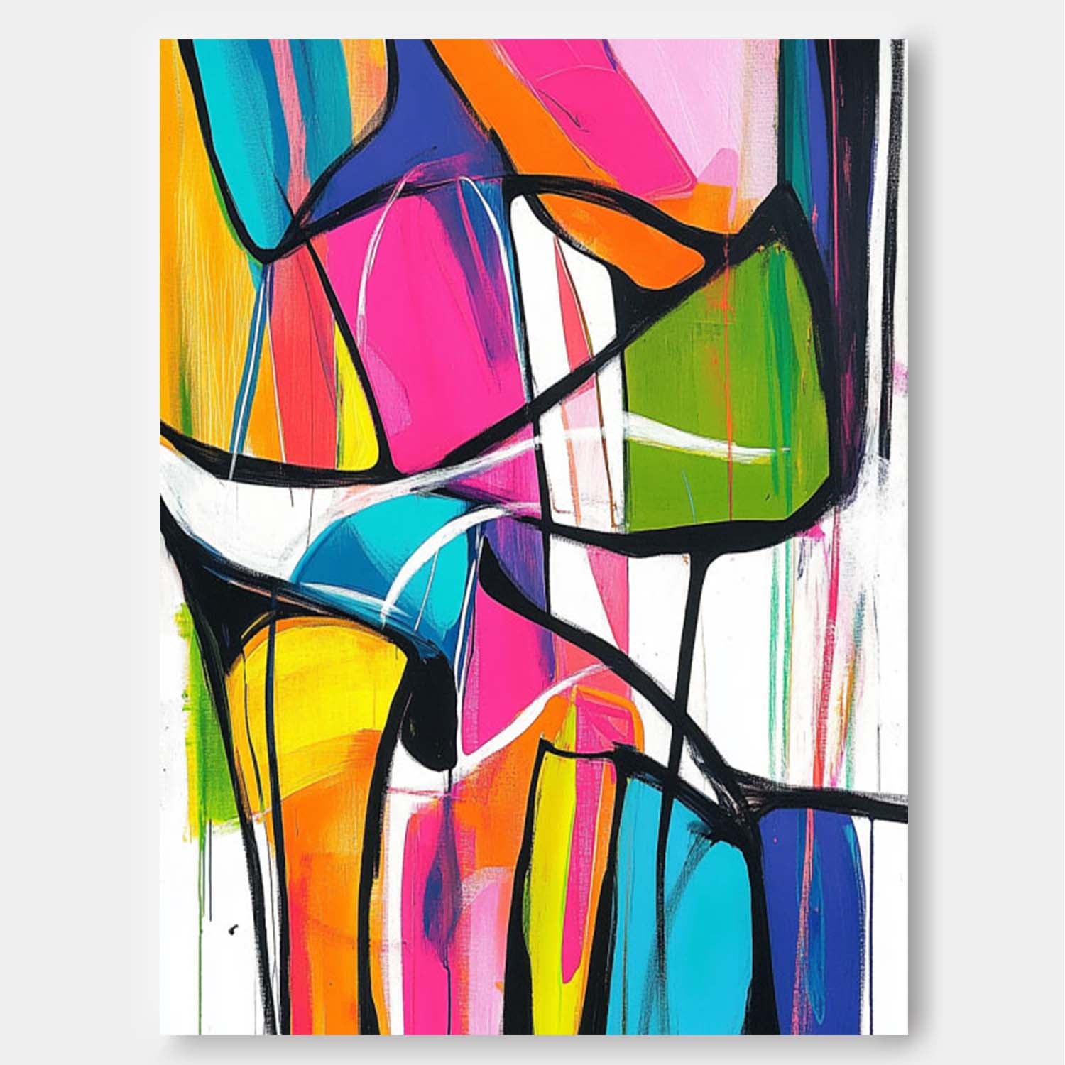 Abstract Oil Painting On Canvas Modern Graffiti Wall Art Colorful Original Acrylic Painting Wall Art