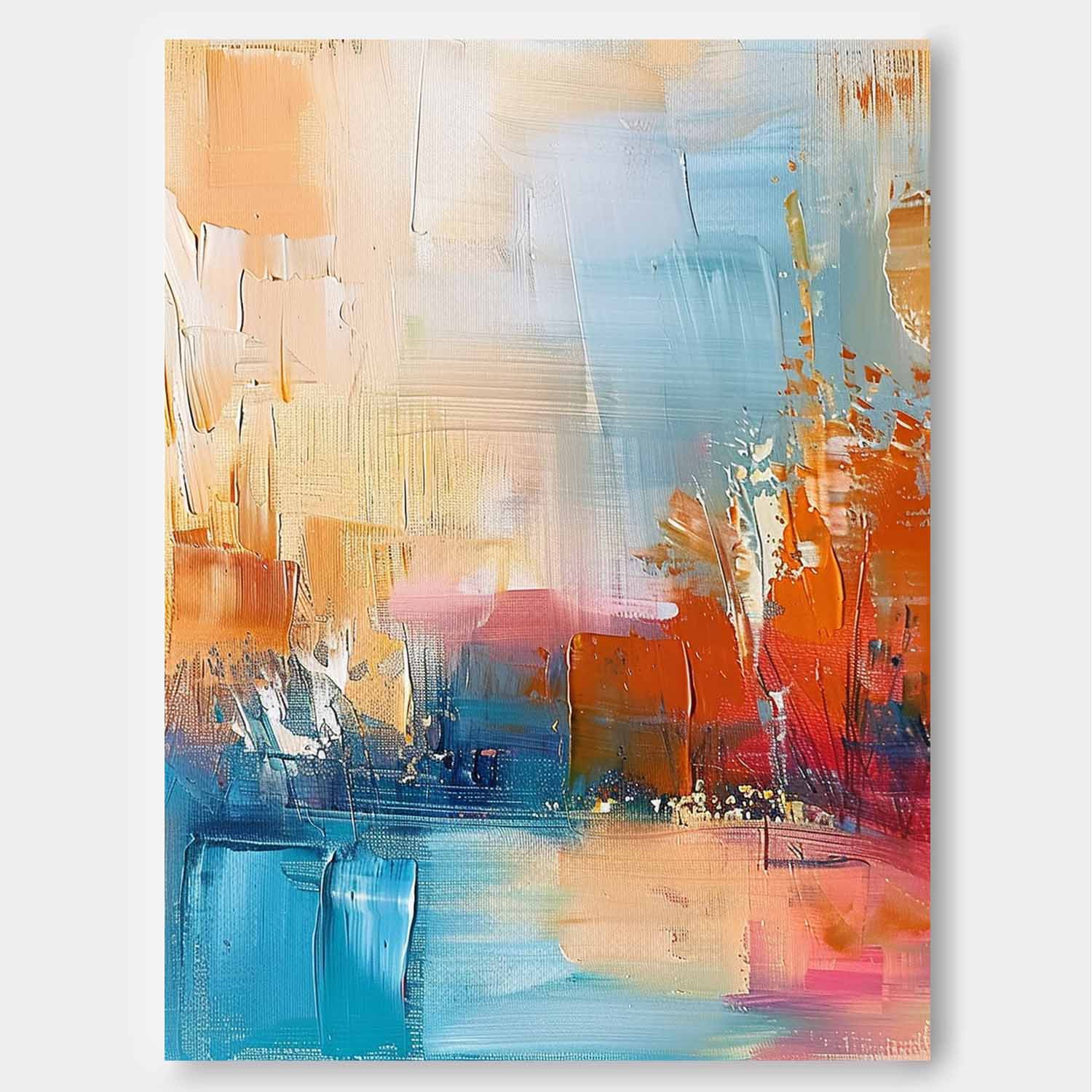 Colorful Modern Landscape Wall Art Large Abstract Painting On Canvas Original Vertical Scenery Painting
