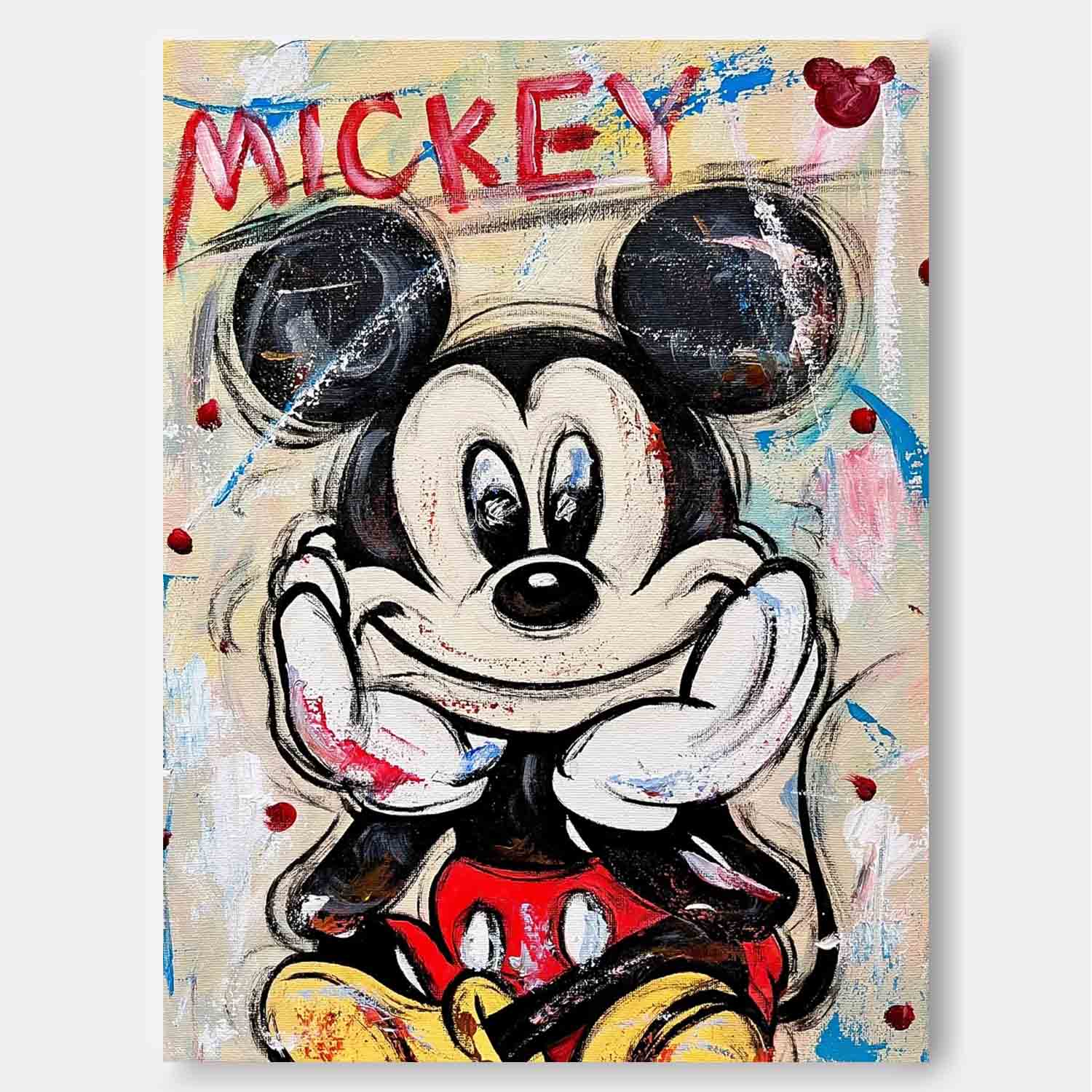 Large Figure Painting Original Mickey Wall Art Colorful Cute Cartoon Characters Abstract Artwork Gift