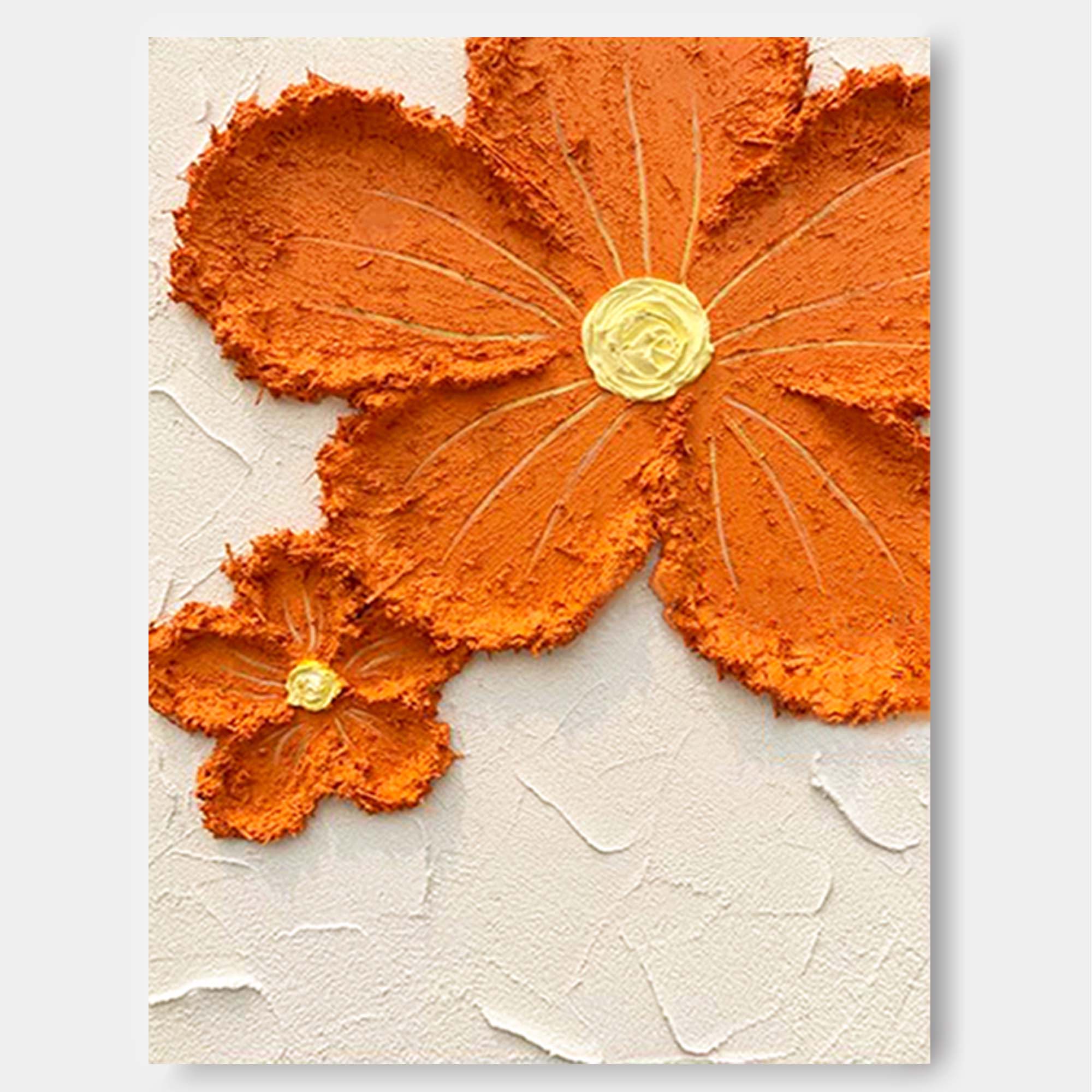 Original Texture Yellow Flowers Acrylic Painting On Canvas Large Yellow Flowers Wall Art Modern Minimalist Oil Painting Living Room Home Decor