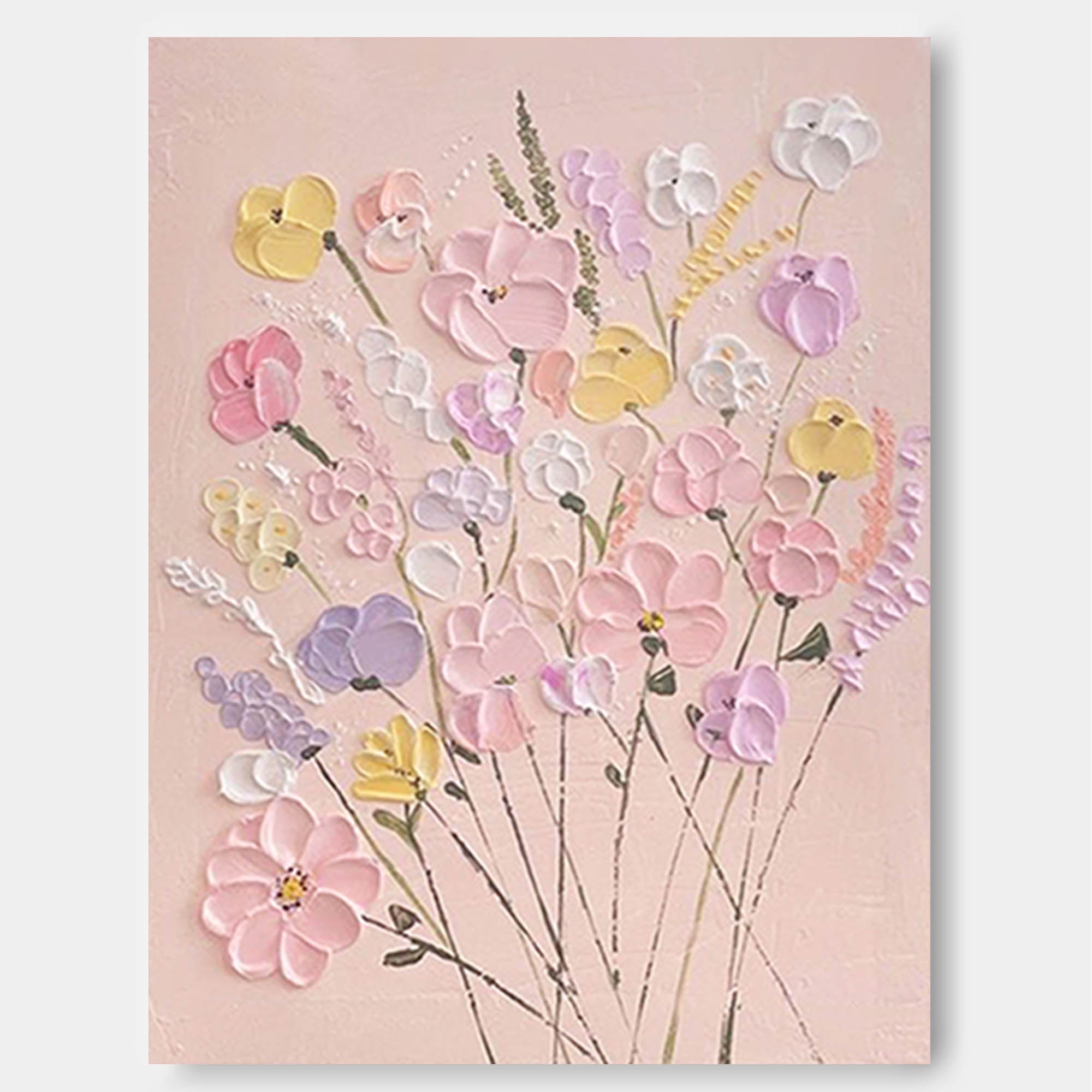 Modern Flowers Minimalist Oil Painting On Canvas Large Texture Flowers Acrylic Painting Original Flowers Wall Art Home Decor
