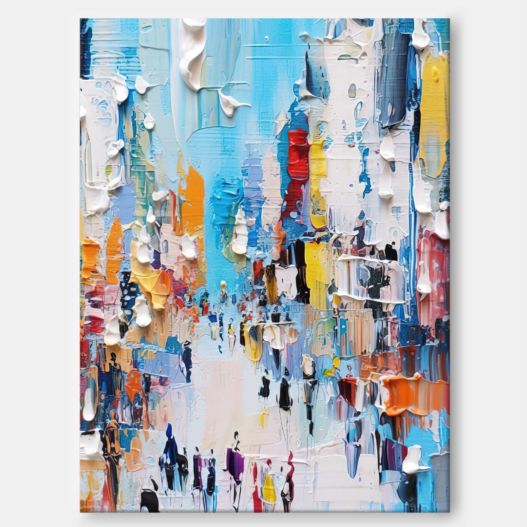 Abstract Cityscape Oil Painting On Canvas Original Modern Urban Scene Art Large Wall Art Home Decor