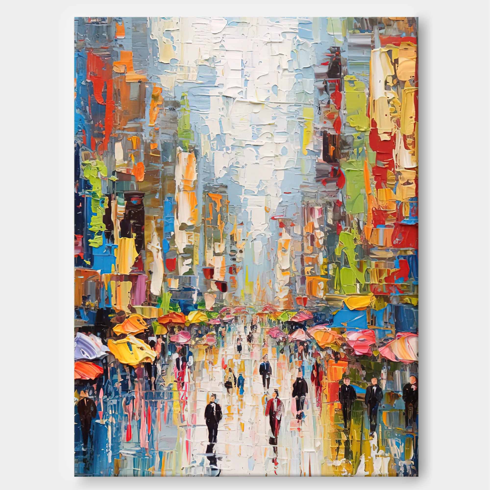 Original Modern Cityscape Oil Painting On Canvas Abstract Urban Scene Art Large Colorful Wall Art Home Decor