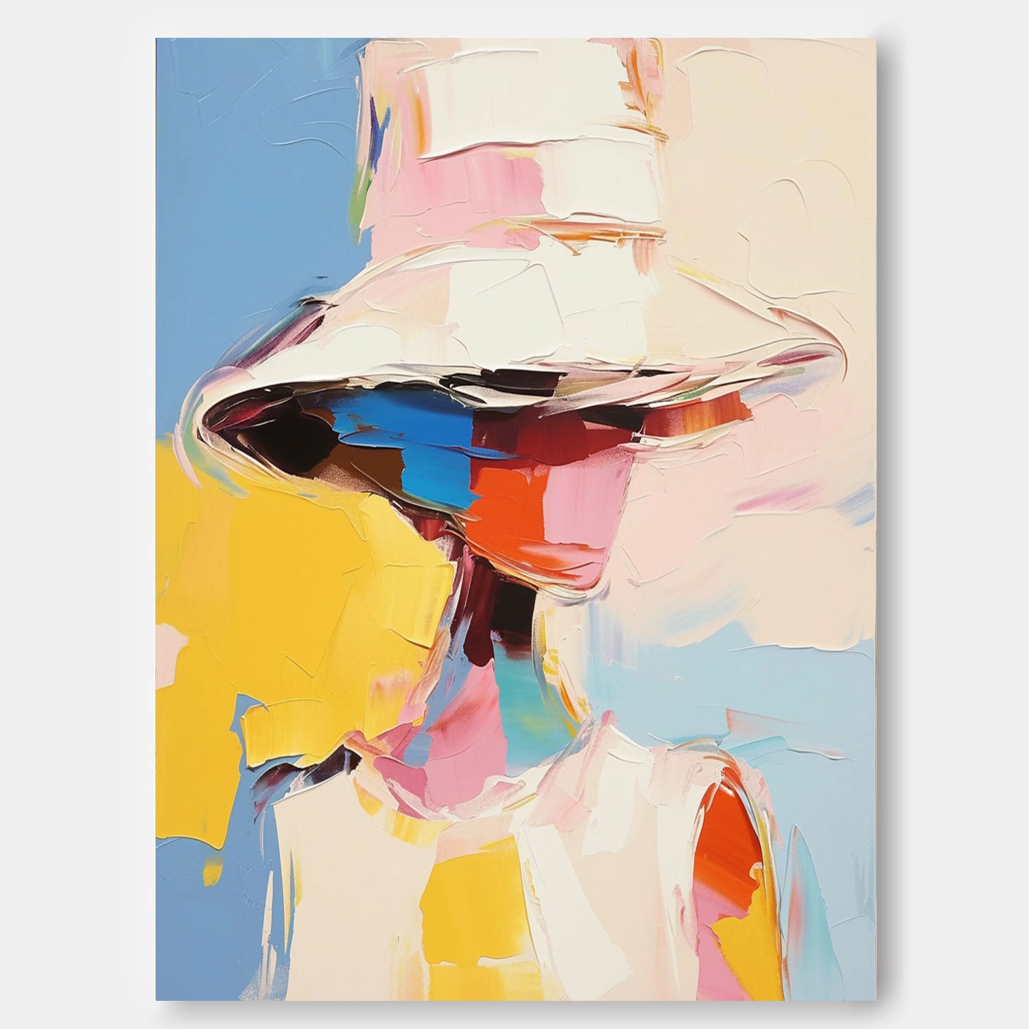 Bright Colors Texture Portrait Large Face Figurative Wall Art Original Painting Canvas For Living Room