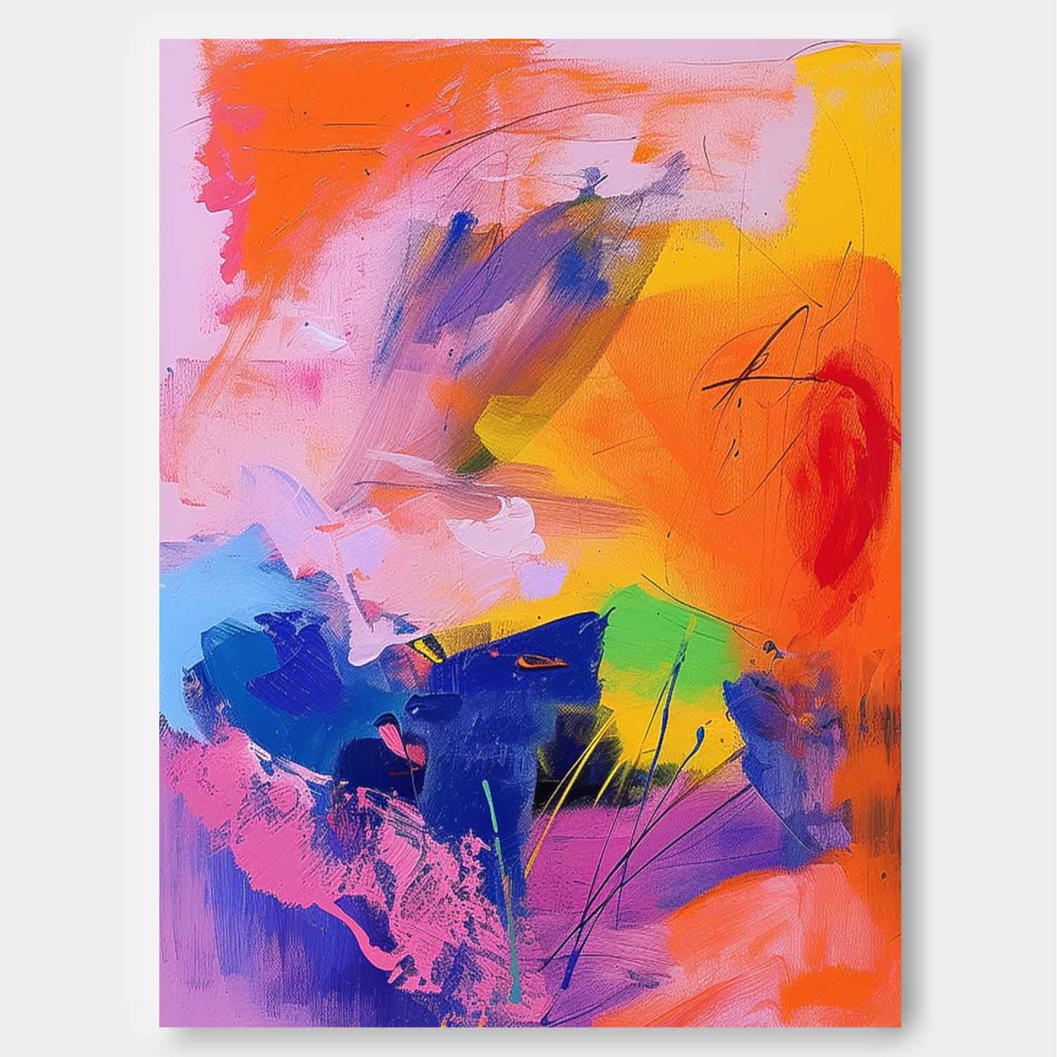 Vibrant Colorful Abstract Oil Painting On Canvas Large Modern Wall Art For Living Room Bedroom Home Decor