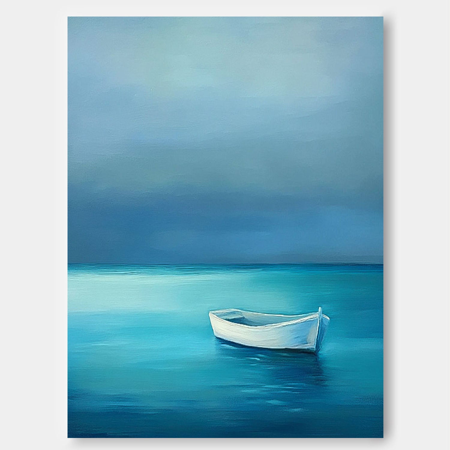 Seaside Landscape Artwork Abstract Offing Scenery Oil Painting Framed Large Small Boat Wall Art Home Decor