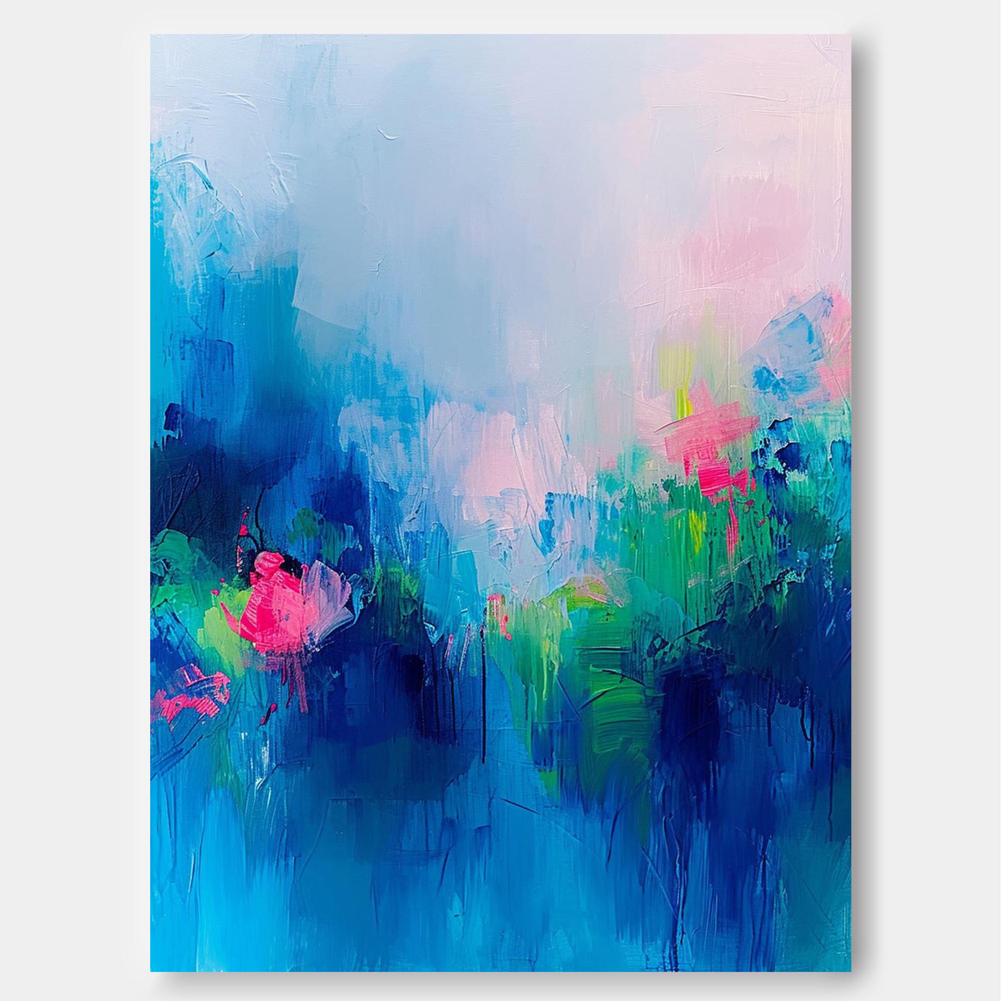 Modern Warm Blue Quality Large Art Famous Abstract Artwork Original Oil Painting On Canvas Home Decor