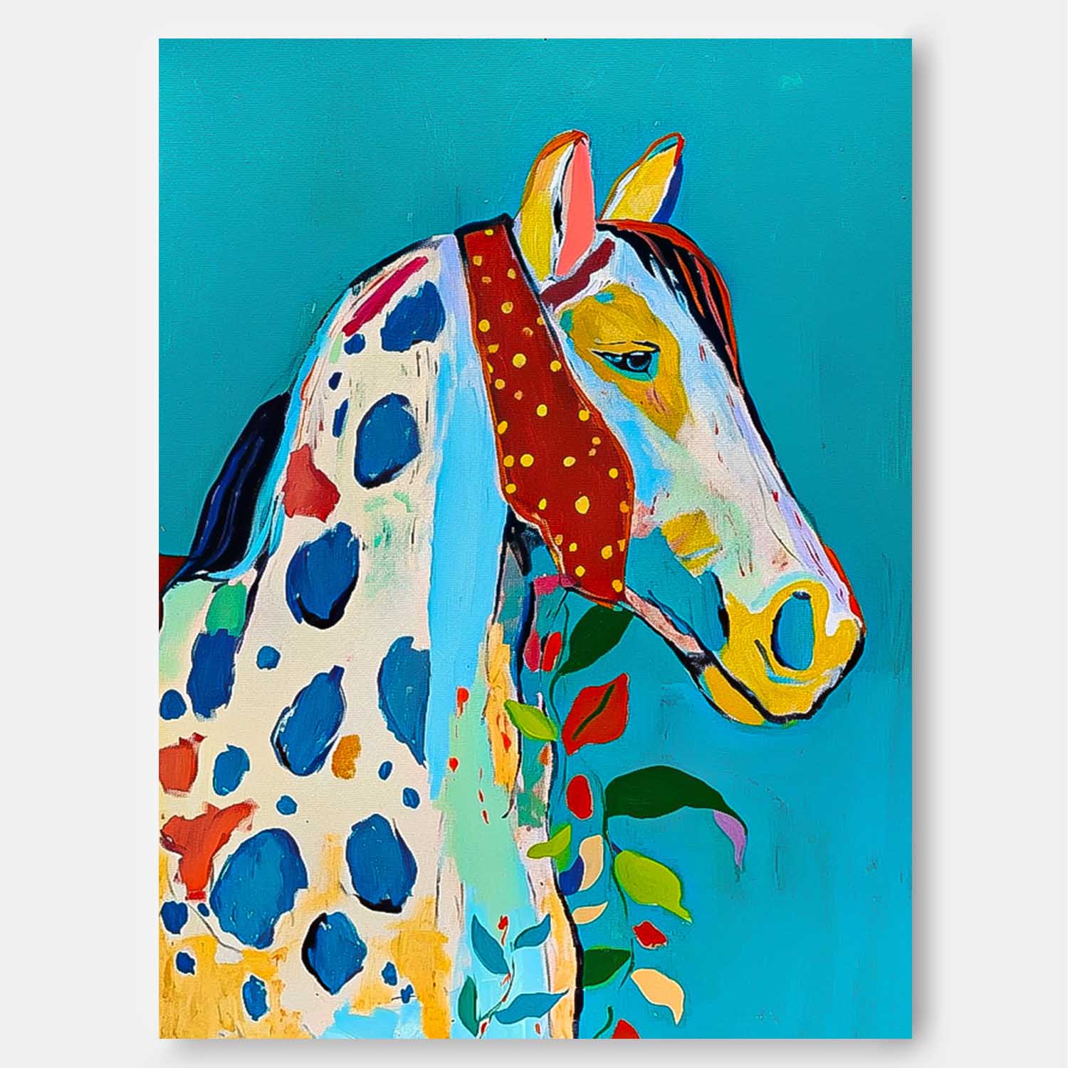 Modern Blue Horse Abstract Wall Art Minimalism Graffiti Animal Oil Painting Large Acrylic Painting Home Decor