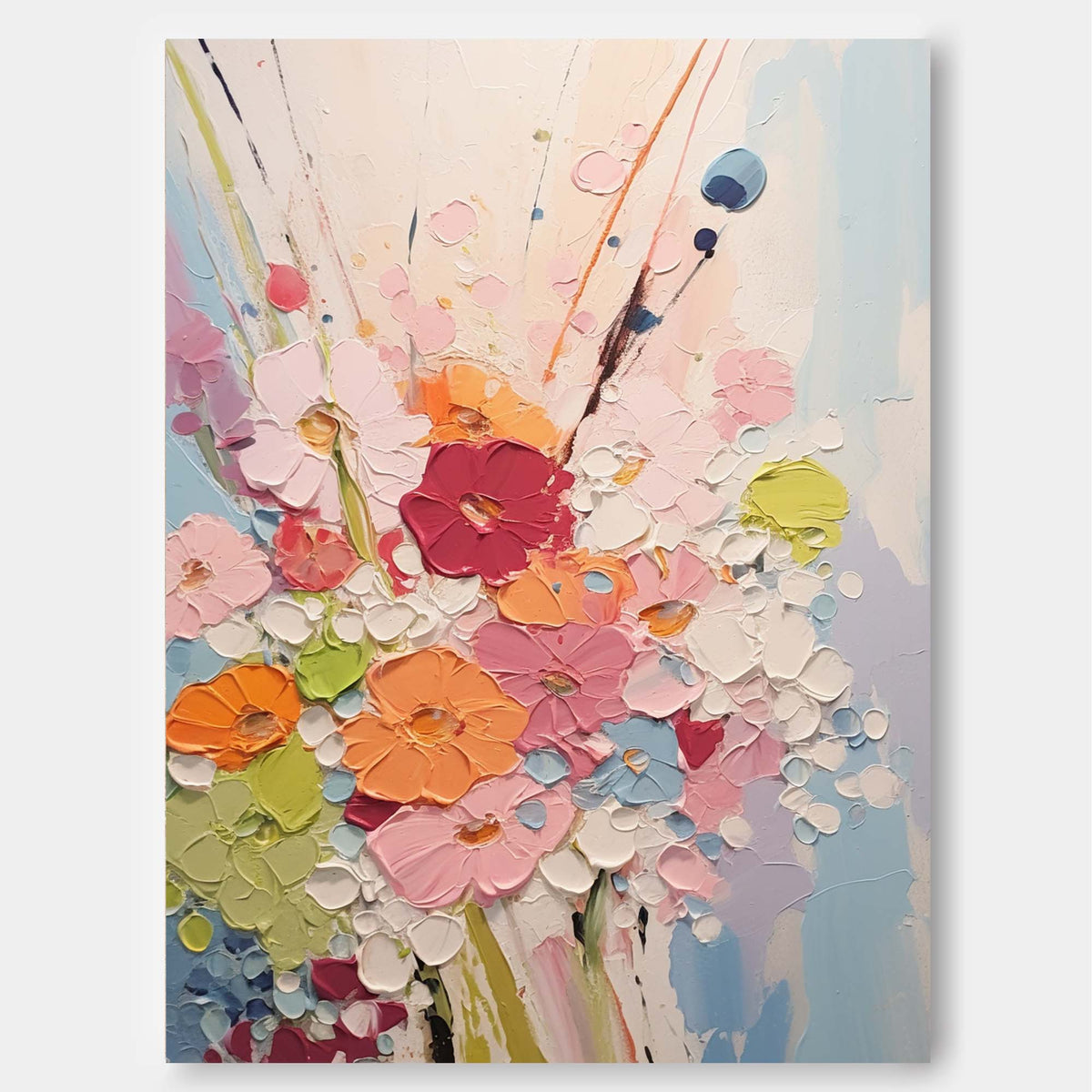 Modern Texture Wall Art Colorful Abstract Bouquet Oil Painting On ...