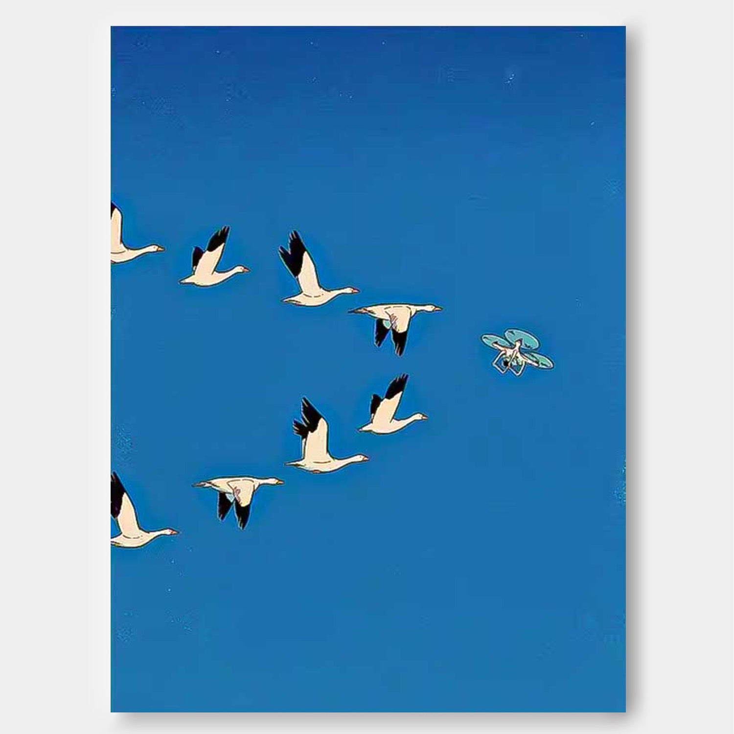 French Hand-Painted Oil Painting Large Wall Art Minimalist Wild Geese Abstract Canvas Oil Painting