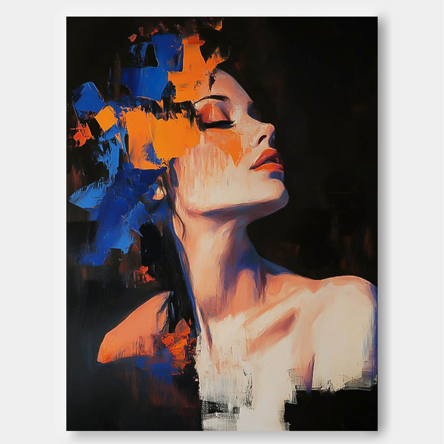 Woman Contemporary Artwork Original Texture Noble Lady Wall Art Abstract Female Oil Painting On Canvas