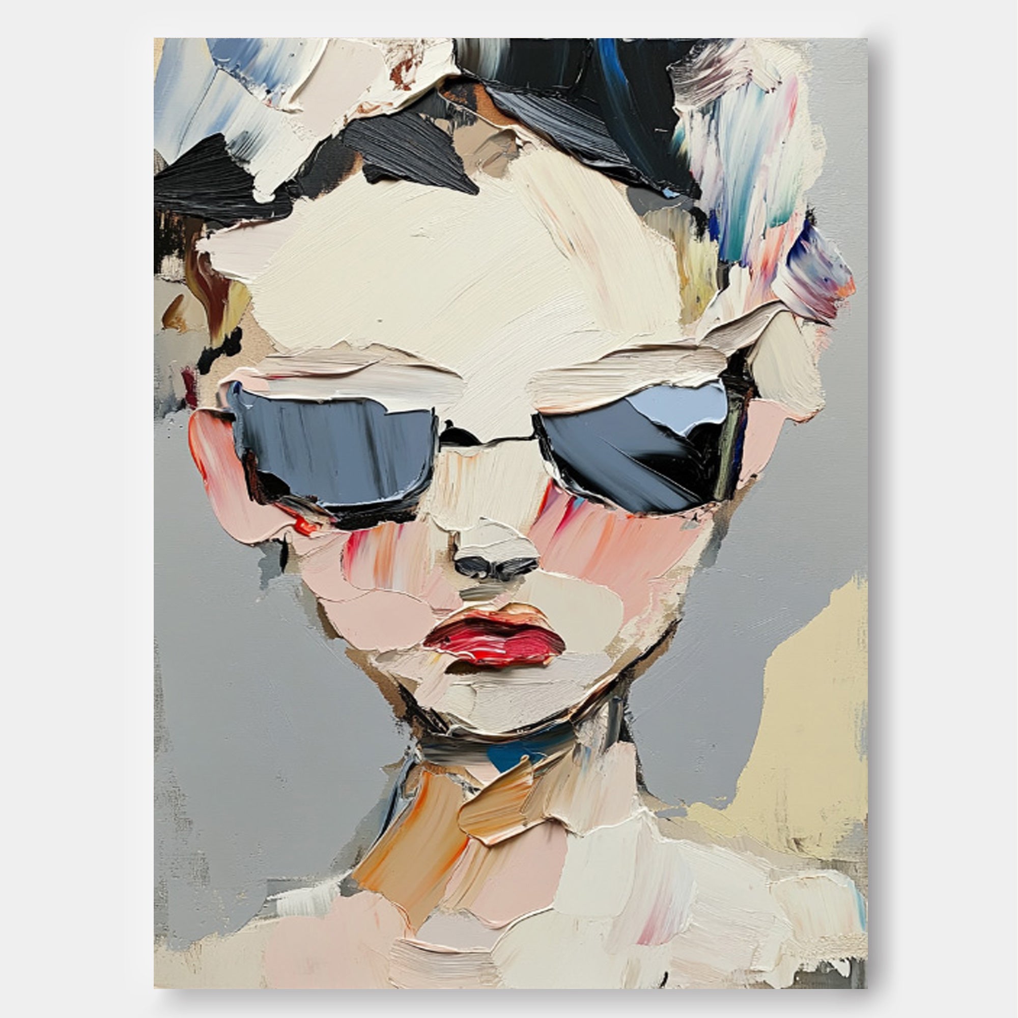 Abstract Character oil Painting On Canvas Original Texture Cool Girl Wall Art Minimalist Modern Artwork