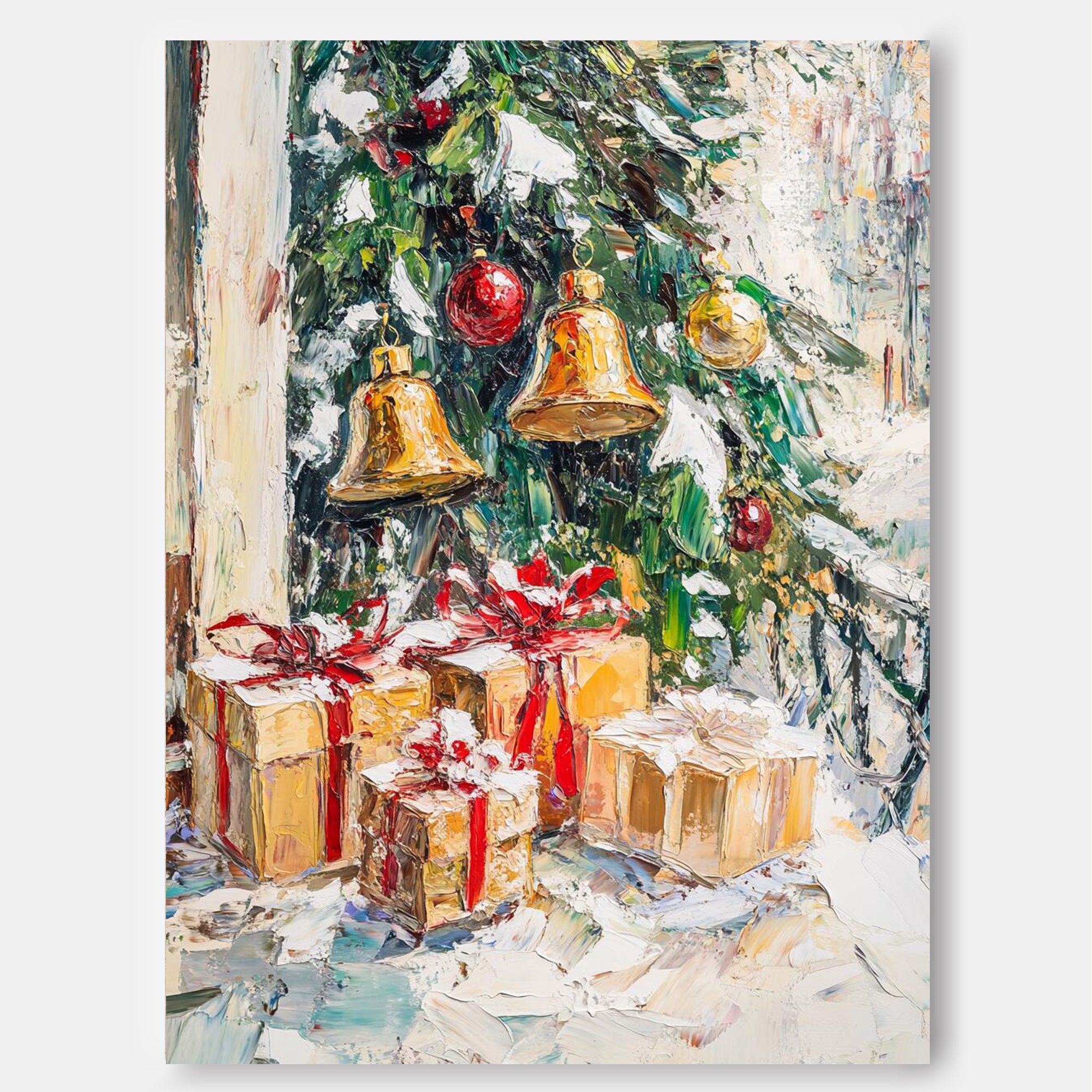 Original Christmas Tree Painting Snow Acrylic Painting Texture Abstract Christmas Tree Art Home Decor