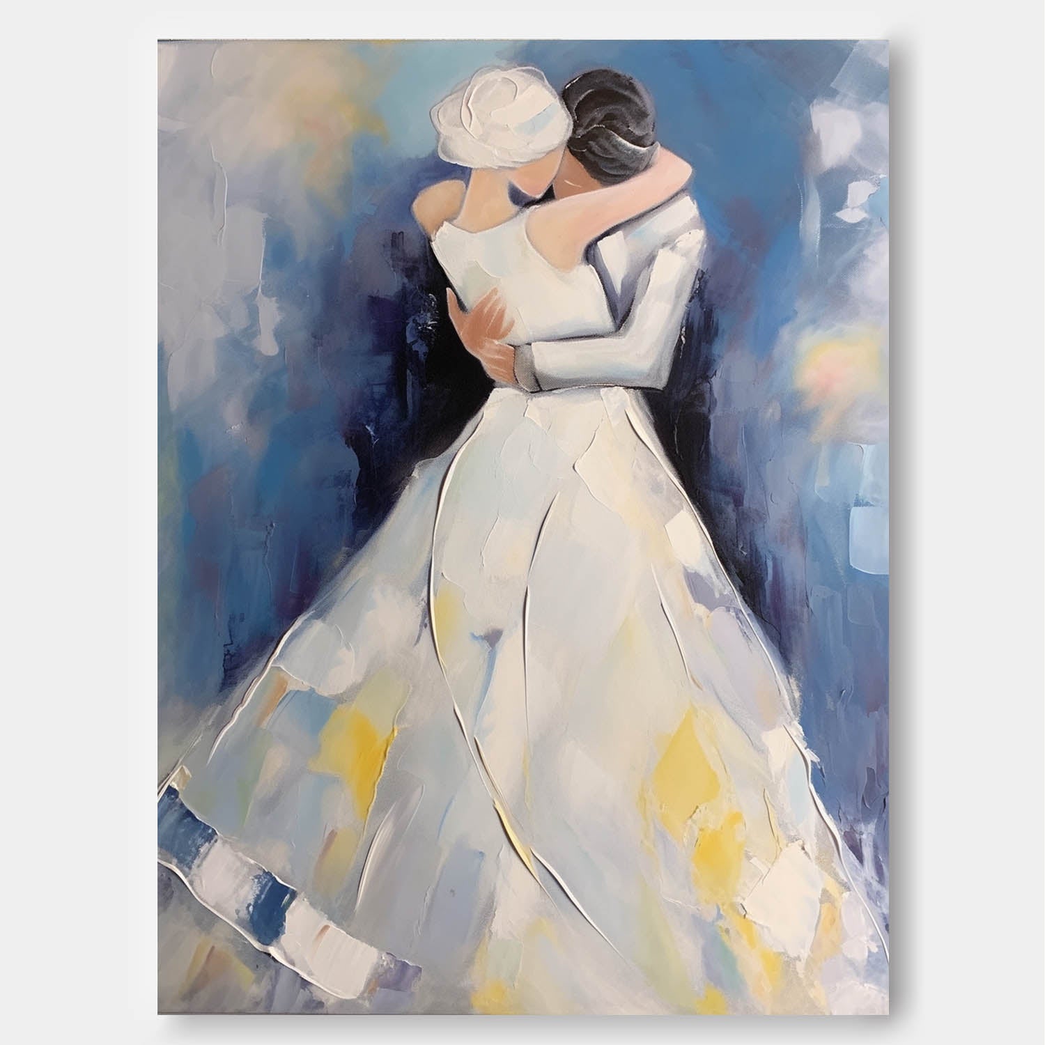 Original Wall Art Character Outline Painting Large Texture Painting Framed Wedding Artwork Anniversary Wedding Gift