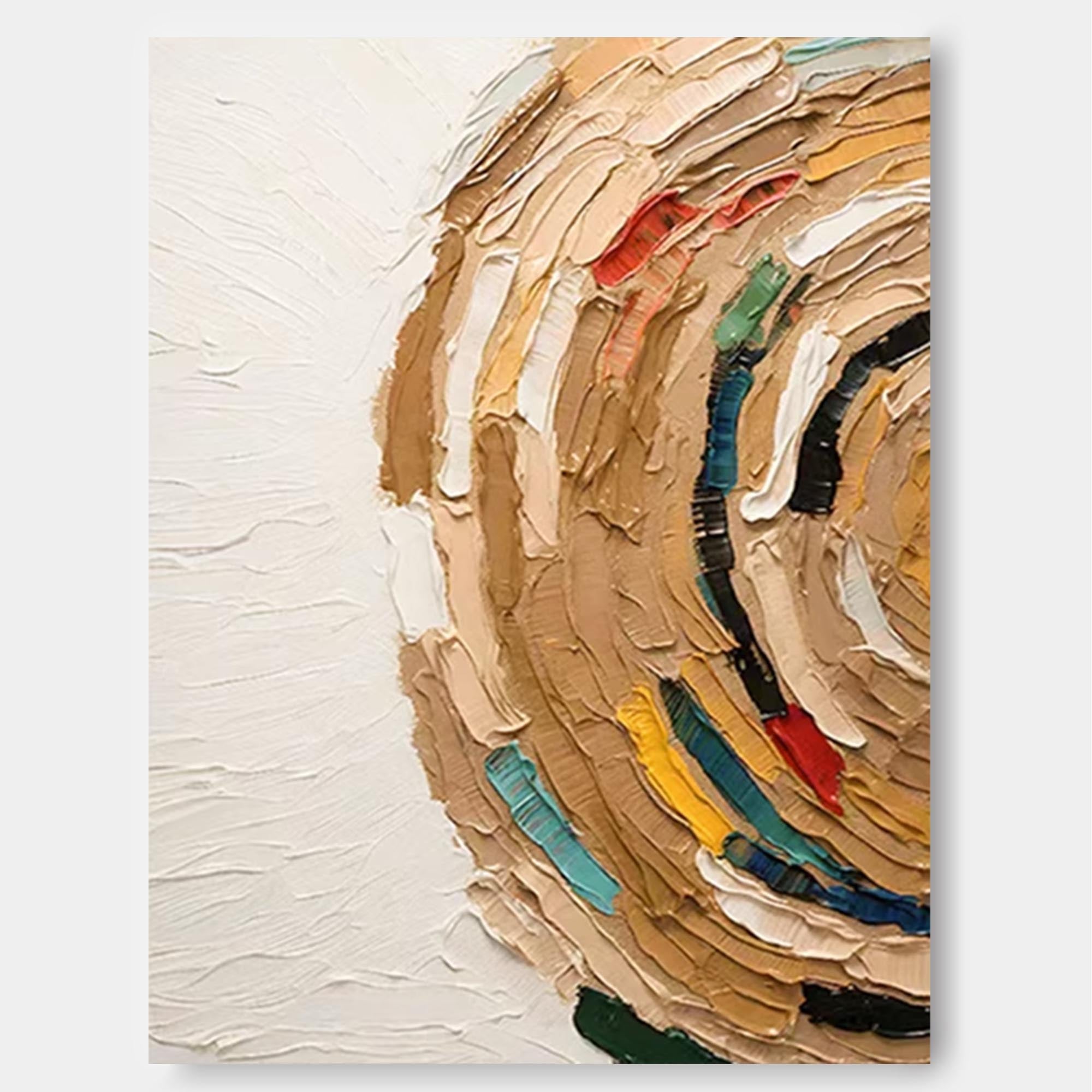 Original Knife Canvas Acrylic Painting Large Abstract Semicircle Wall Art Modern Vibrant Oil Painting Home Decor