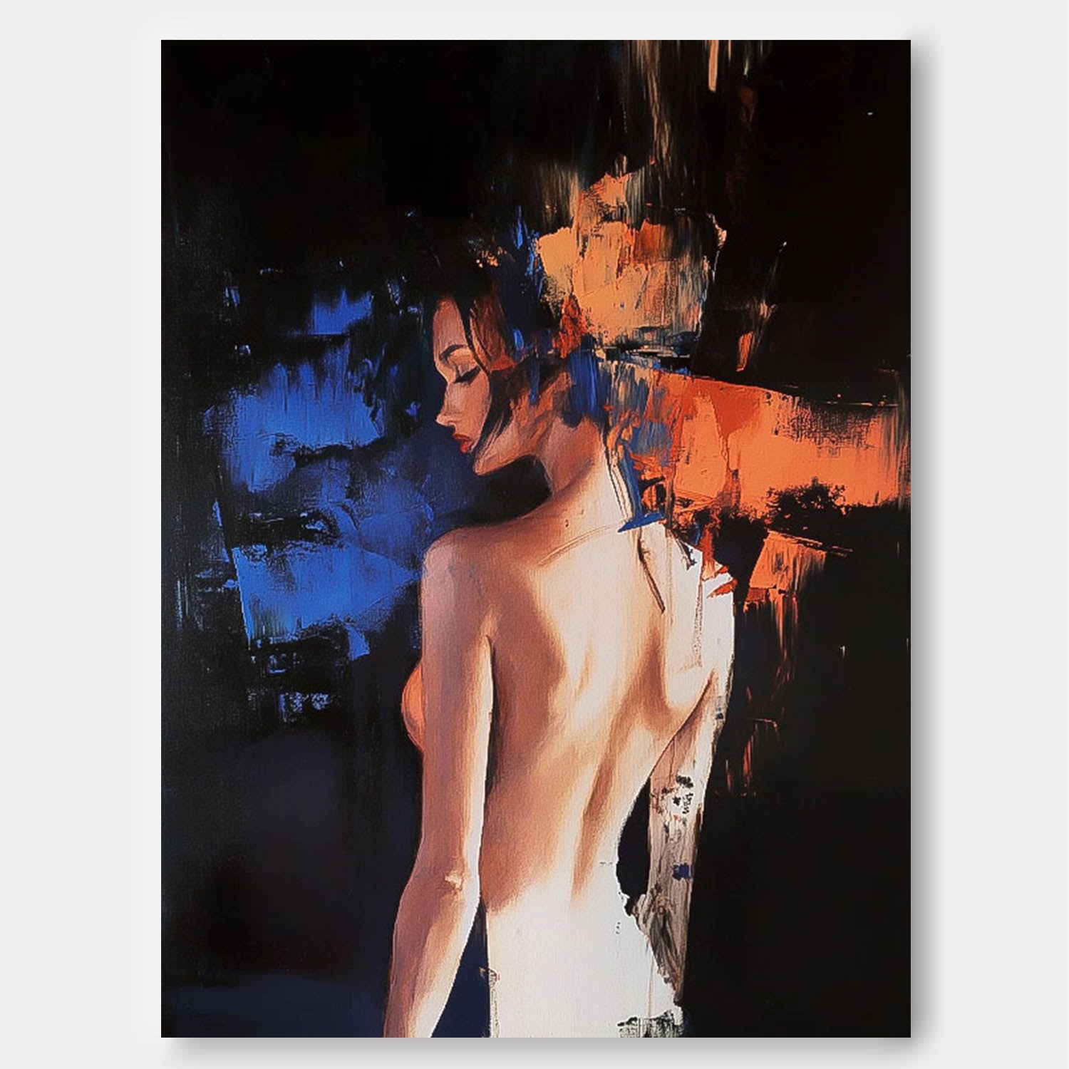 Abstract Female Oil Painting On Canvas Woman Contemporary Artwork Original Texture Noble Lady Wall Art