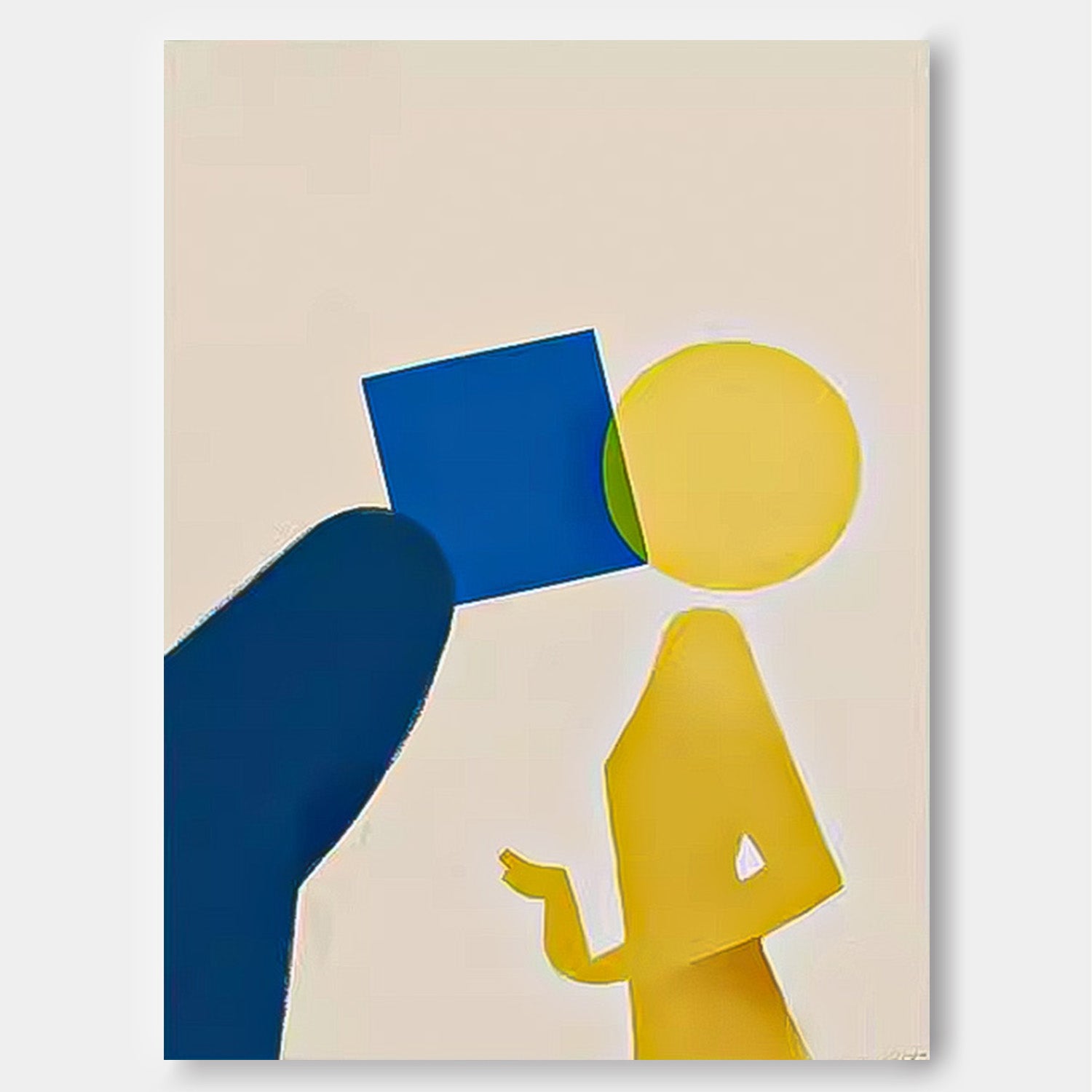 Original Hand-Painted Artwork Large Cute Little Guy Wall Art Minimalist Abstract Canvas Oil Painting