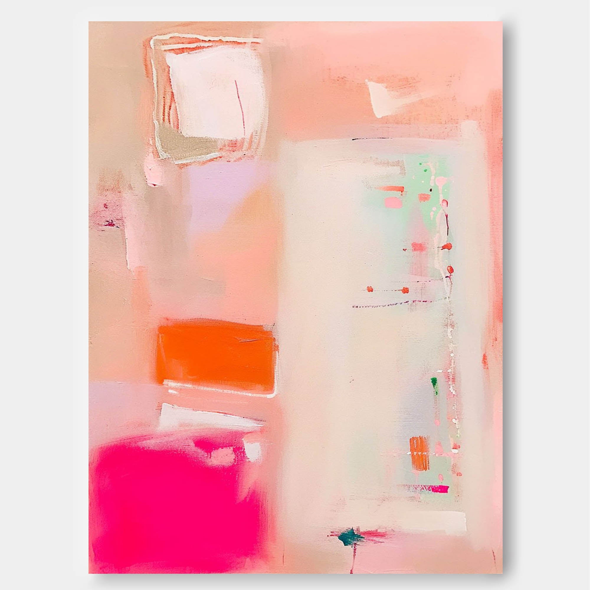 Modern Vibrant Pink Colorful Wall Art Quality Large Original Abstract Oil Painting On Canvas Home Decor