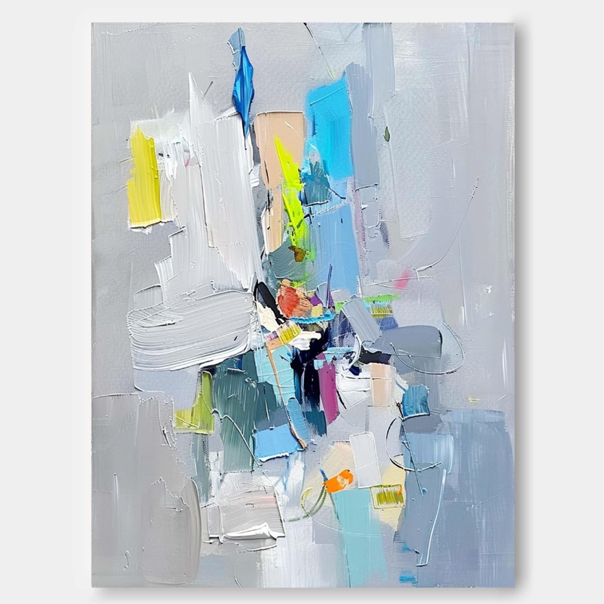 Gray And Blue Contemporary Abstract Art For Sale Large Texture Artwork Original Canvas Painting Home Decor