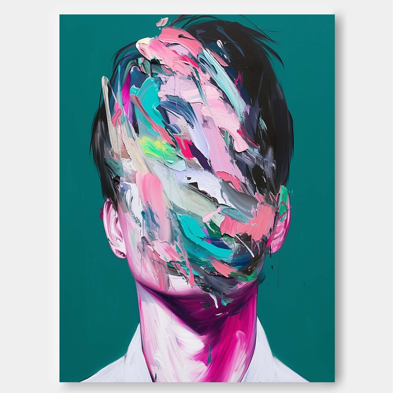 Face Figurative Texture Portrait Large Handsome Boy Wall Art Original Man Painting Canvas Fashion Home Decor