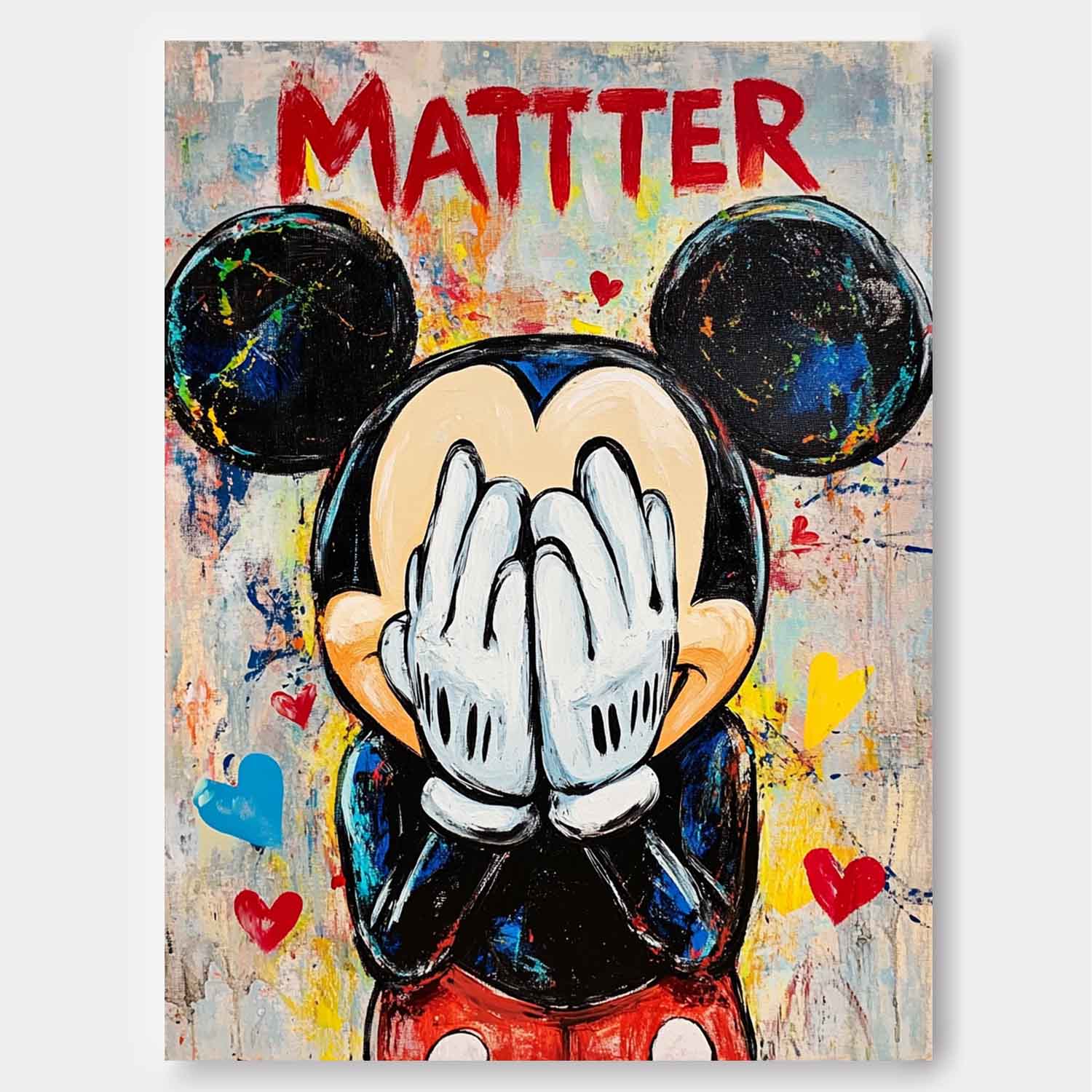 Original Mickey Wall Art Colorful Cute Cartoon Characters Abstract Artwork Large Figure Painting Gift