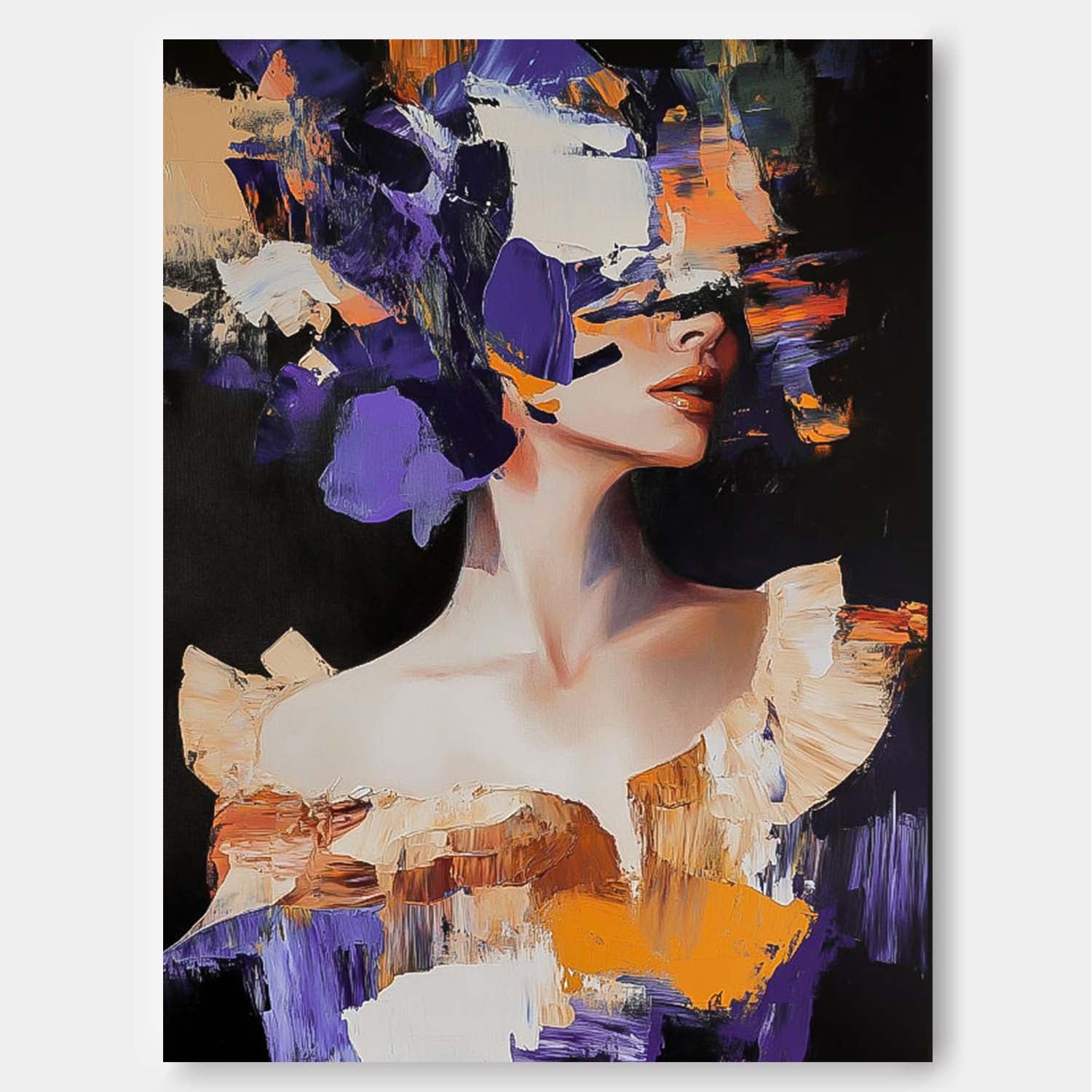 Original Texture Noble Lady Wall Art Coloful Woman Contemporary Artwork Abstract Female Oil Painting On Canvas