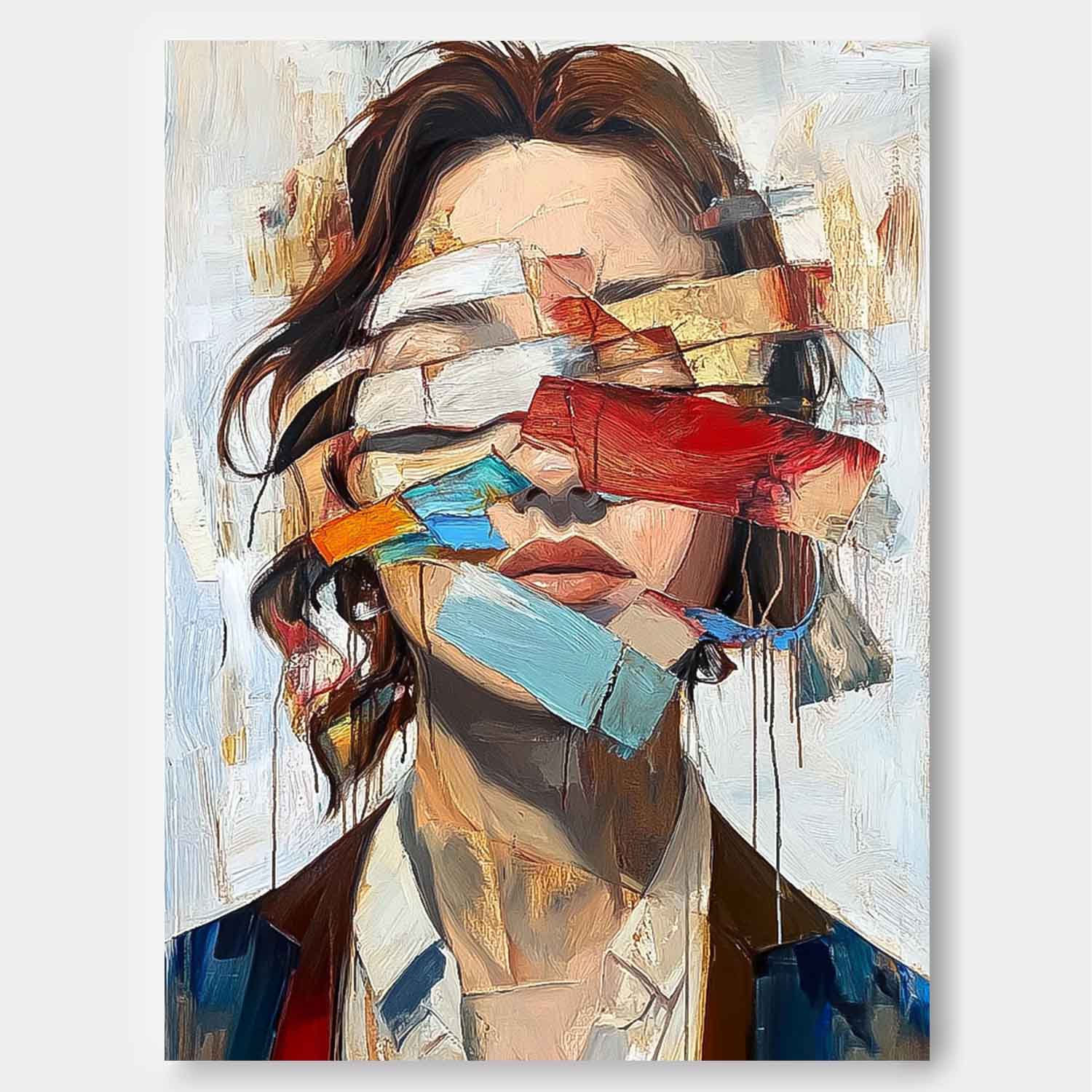 Original Texture Girl Wall Art Coloful Lady Contemporary Artwork Abstract Woman Oil Painting On Canvas