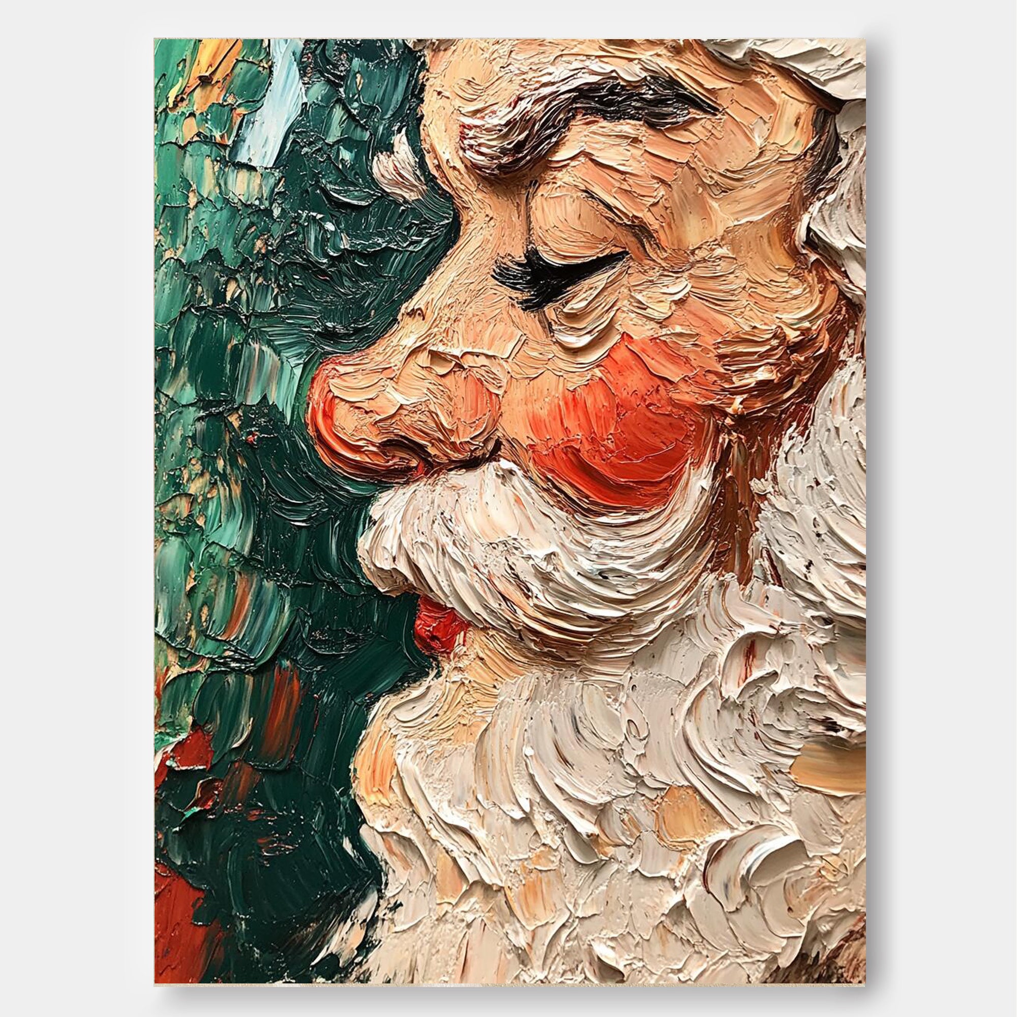 Large Christmas Wall Art Vintage Santa Claus Christmas Tree Texture Cute Santa Xmas Profile painting Holiday Decor