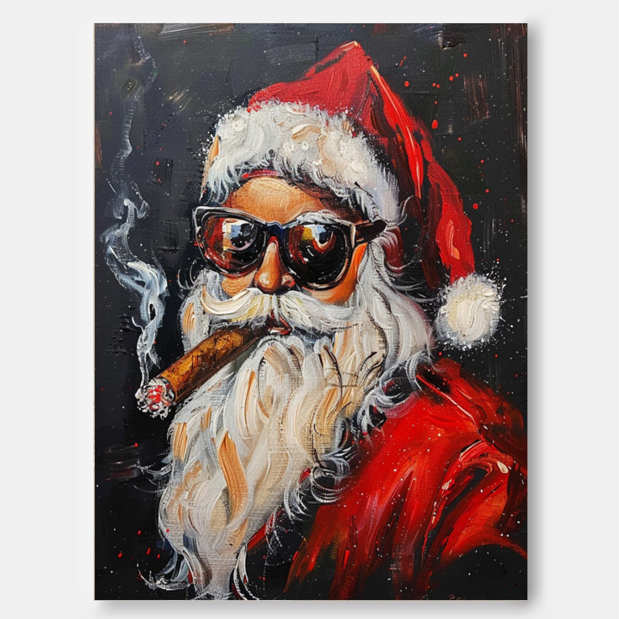 Large Christmas Wall Art Vntage Santa Claus Texture Cool Santa Claus Christmas Portrait Holiday Decoration