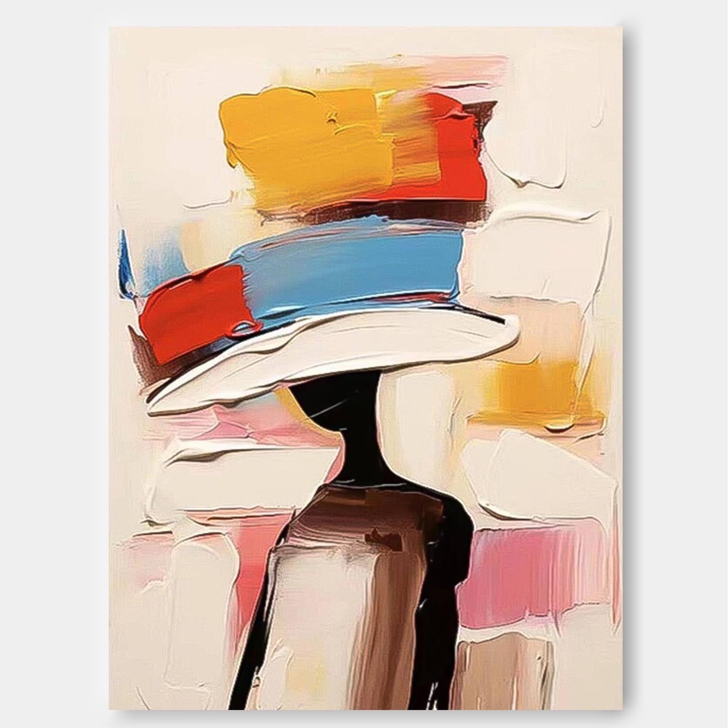 Original Painting Canvas Large Face Figurative Wall Art Bright Colors Texture Portrait For Living Room