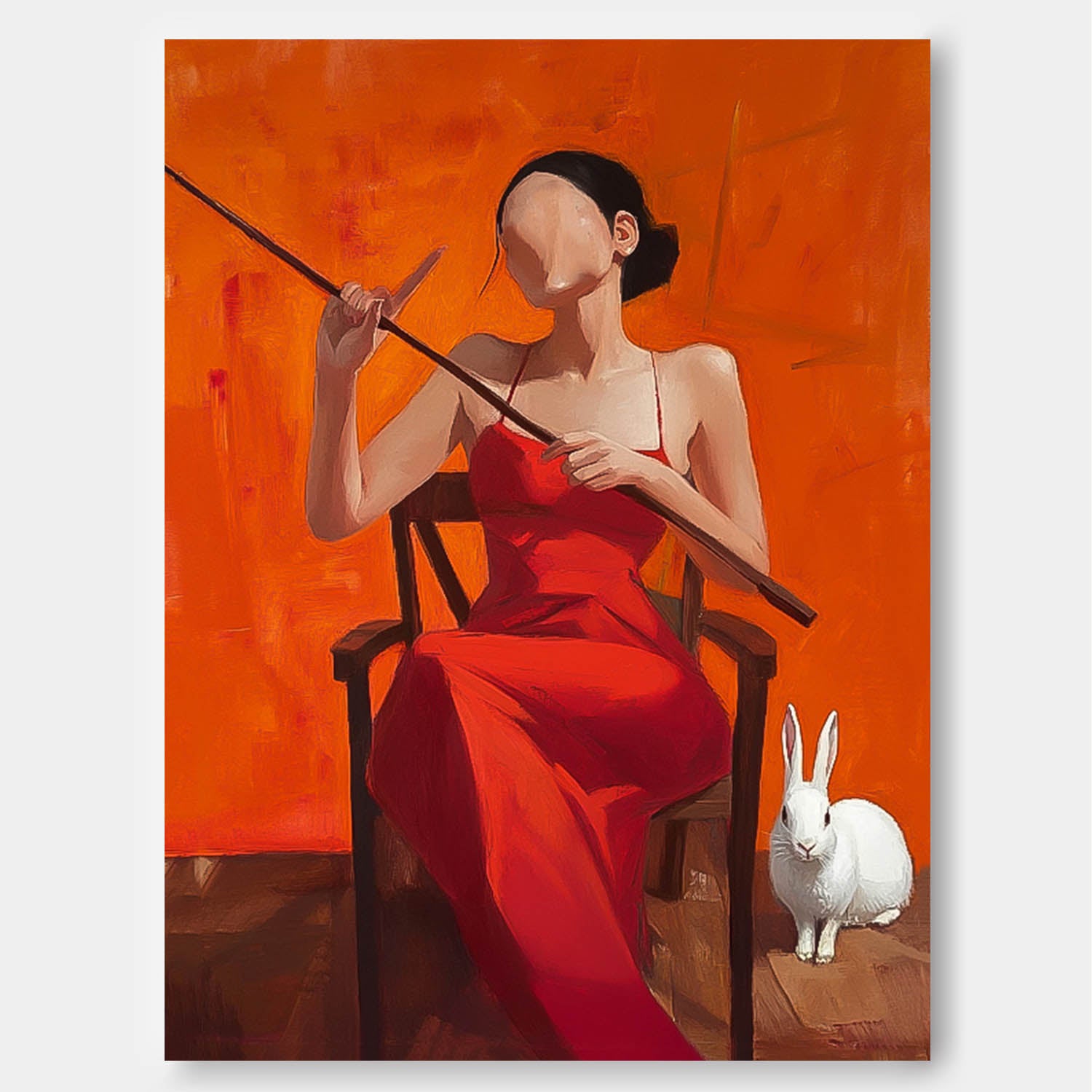 Abstract Profile Oil Painting On Canvas Vibrant Color Original Texture Girl Wall Art Portrait Modern Artwork