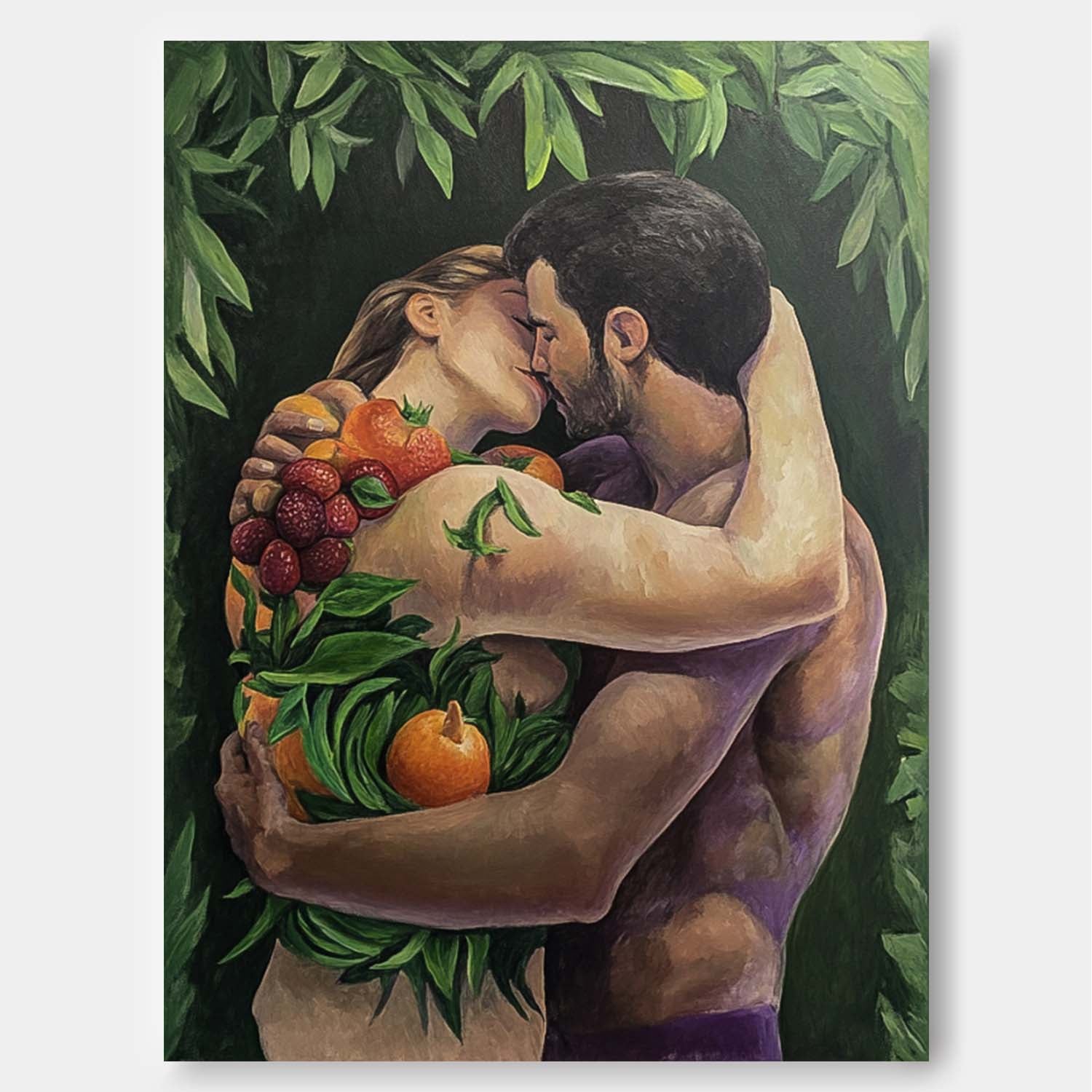 Original Texture Couple Clinch Wall Art Abstract Figure Oil Painting On Canvas Portrait Modern Artwork