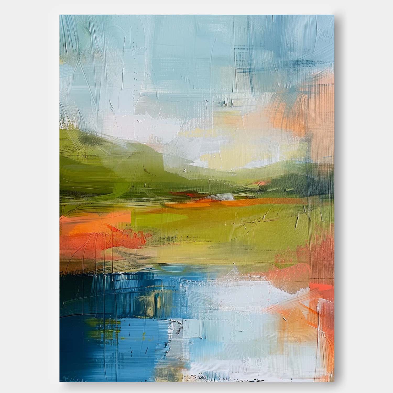 Large Abstract Painting On Canvas Modern Landscape Wall Art Original Scenery Painting For Living Room