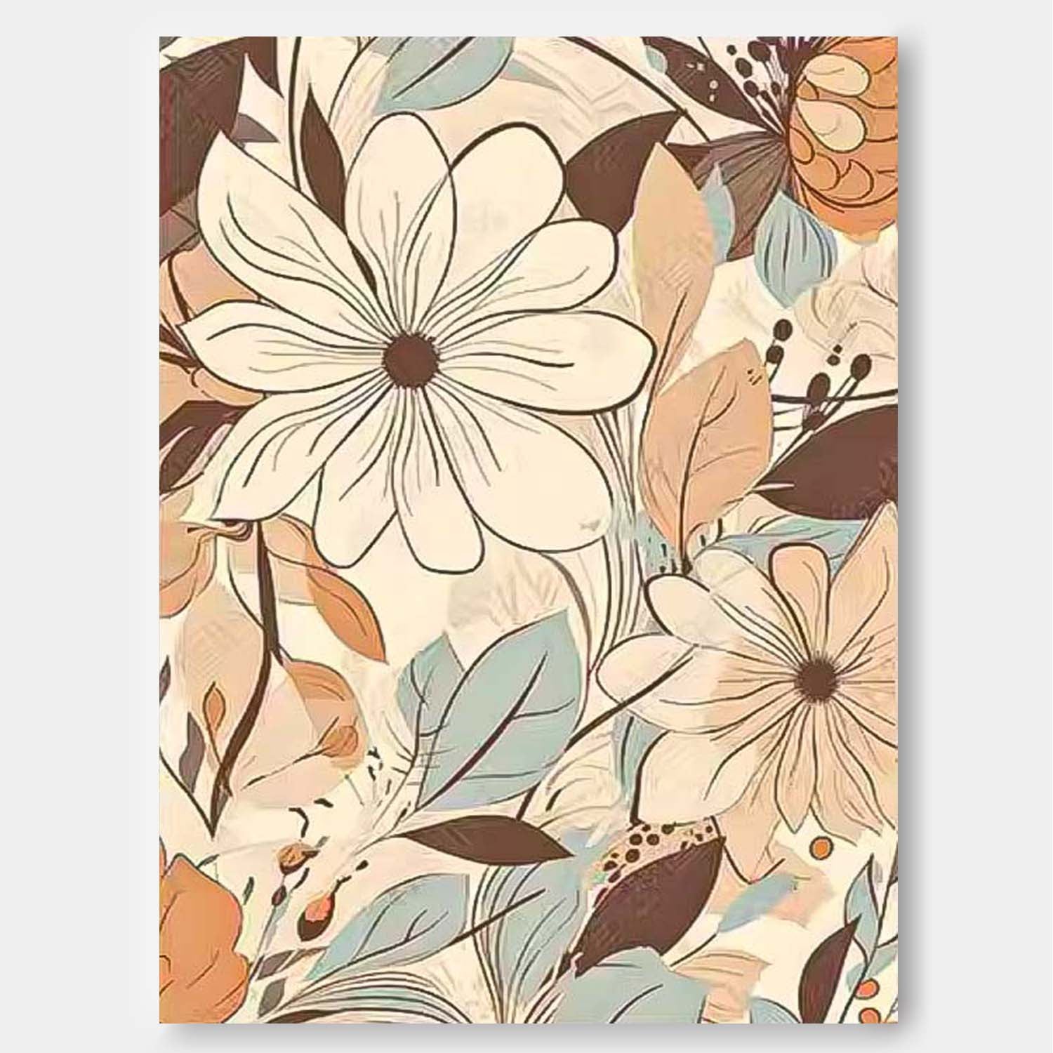 Original Modern Flowers Line Artwork Abstract Hand Painted Oil Painting On Canvas Floral Wall Art Home Decor