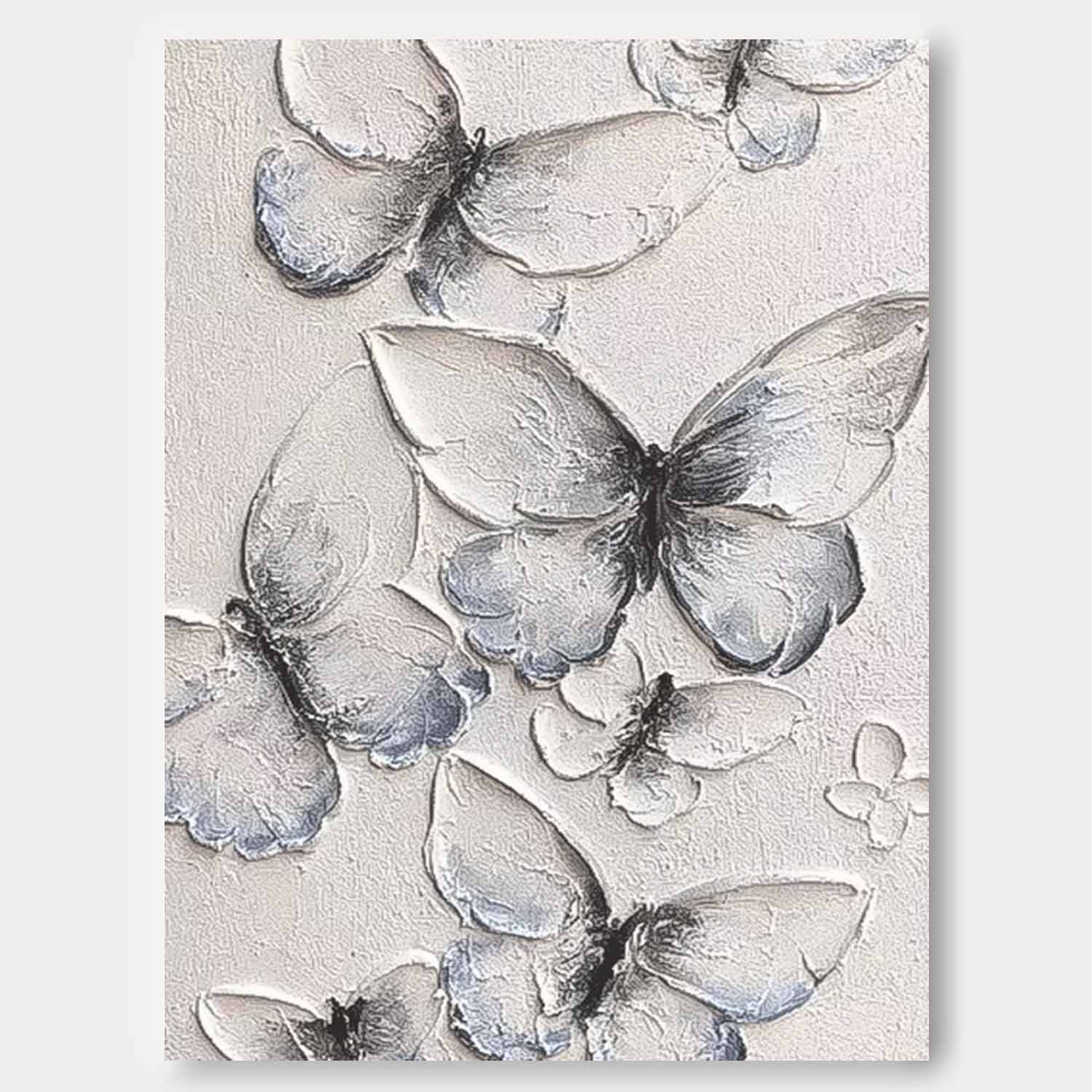 White And Blue butterfly Oil Painting Modern Texture Animal Oil Painting Impressionist butterfly Wall Art