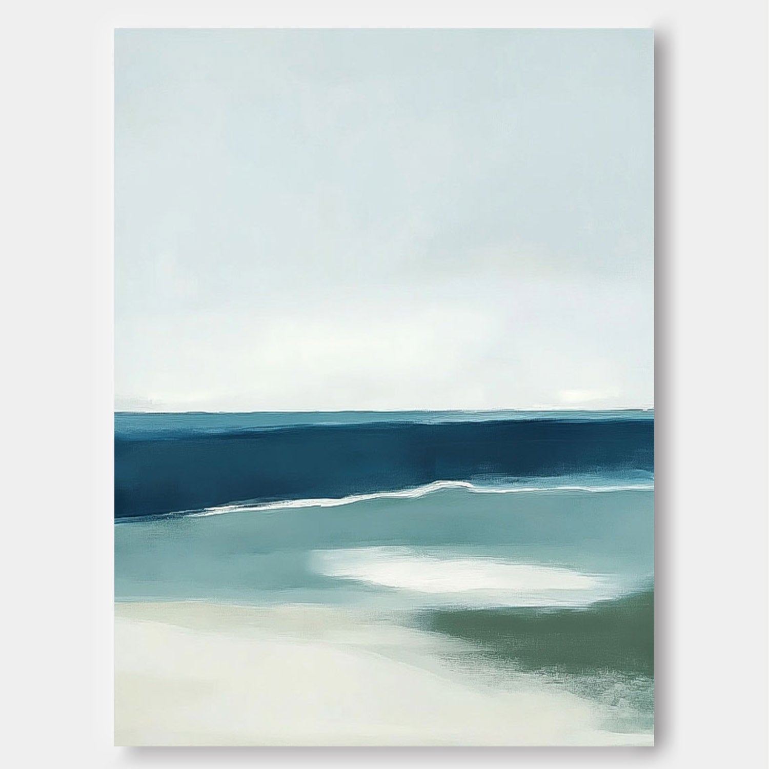 Seaside Landscape Artwork Abstract Offing Scenery Oil Painting Framed Large Wall Art Home Decor