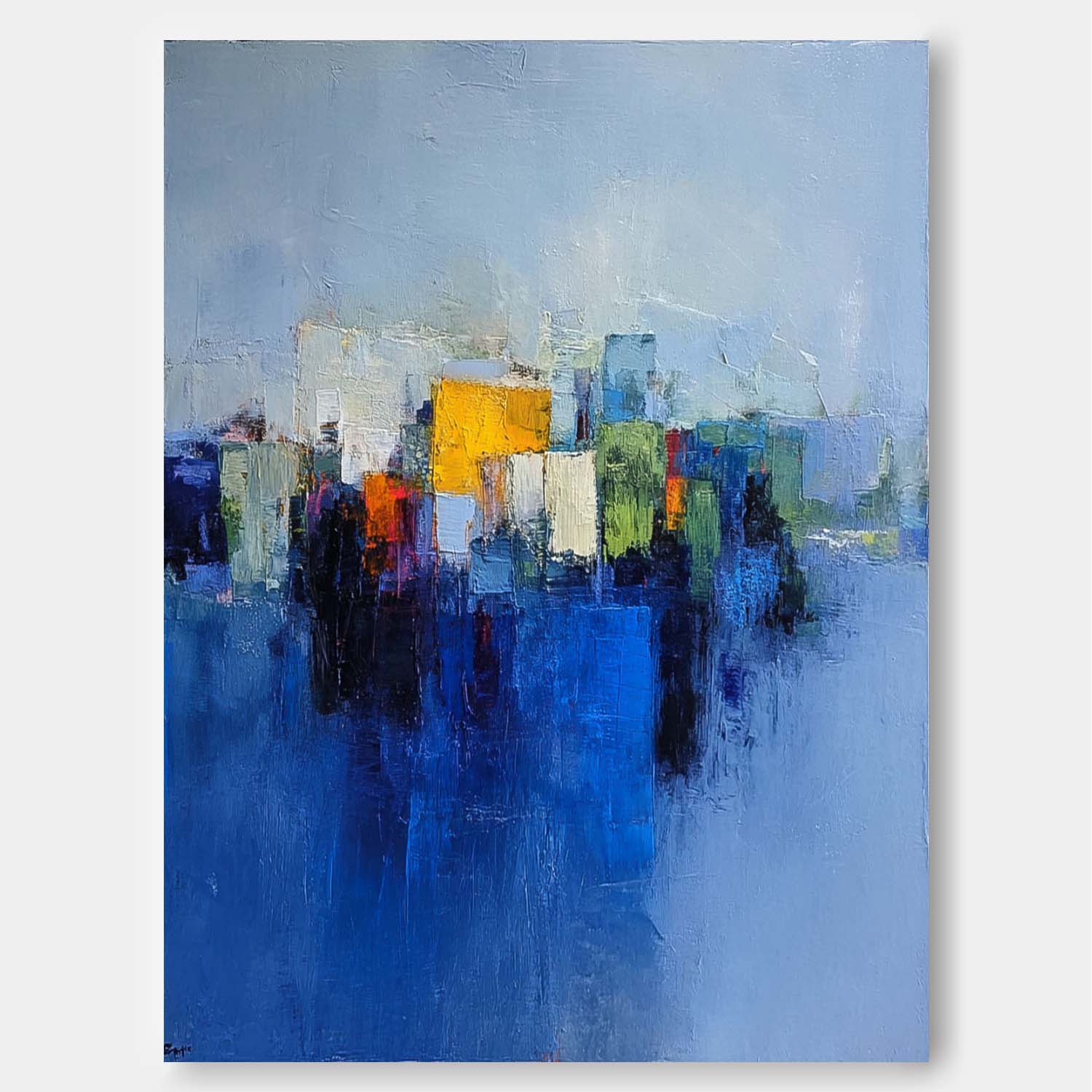 Big Building Wall Art Original Modern Cityscape Oil Painting On Canvas Abstract Urban Art Home Decor